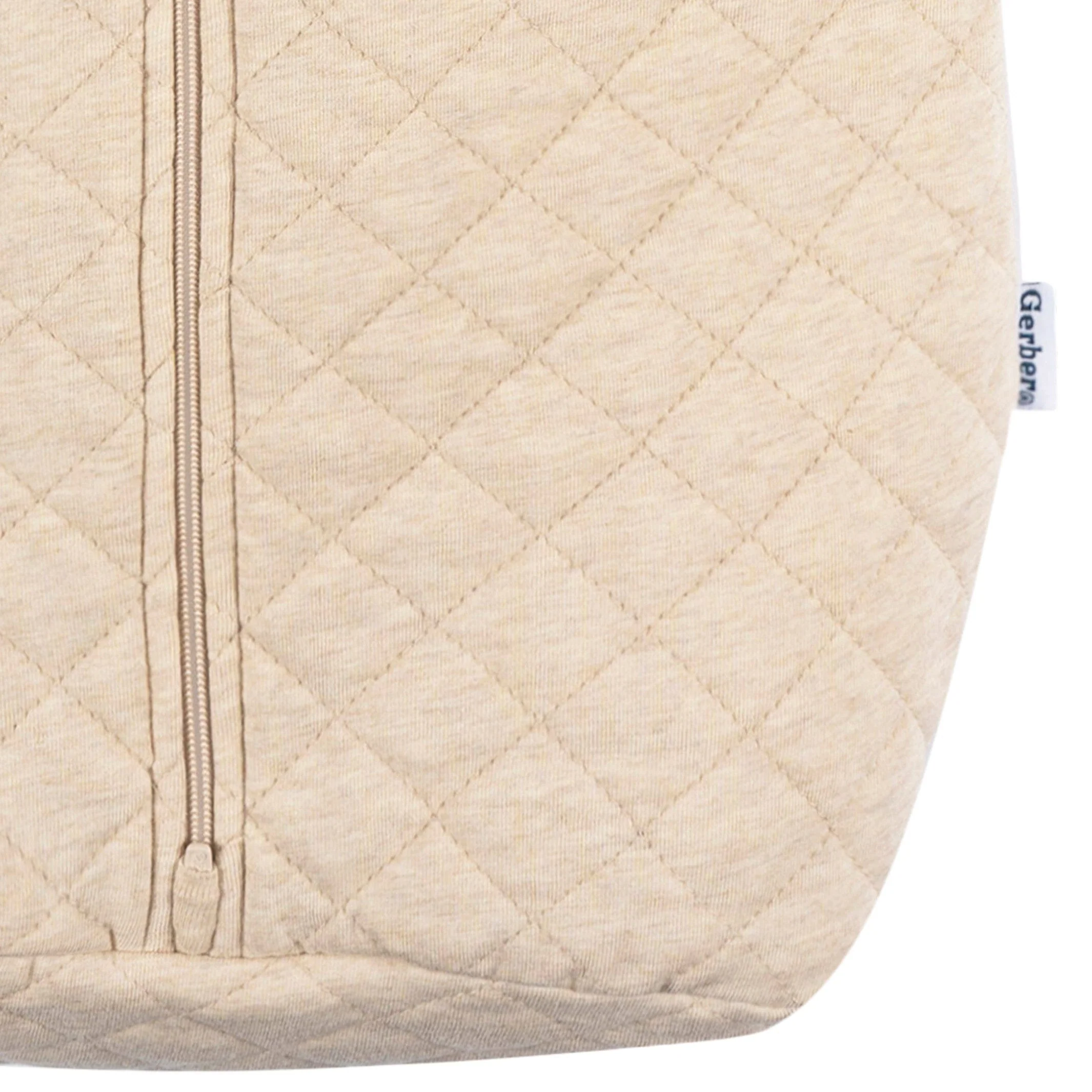 Embroidered Baby Neutral Oatmeal Heather Quilted Jersey Wearable Blanket - Image 5