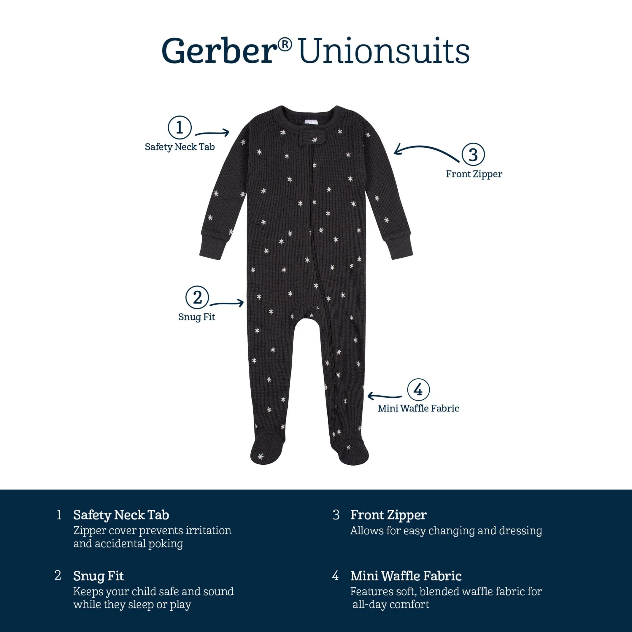 Baby Neutral Starburst Snug Fit Footed Pajamas - Image 7