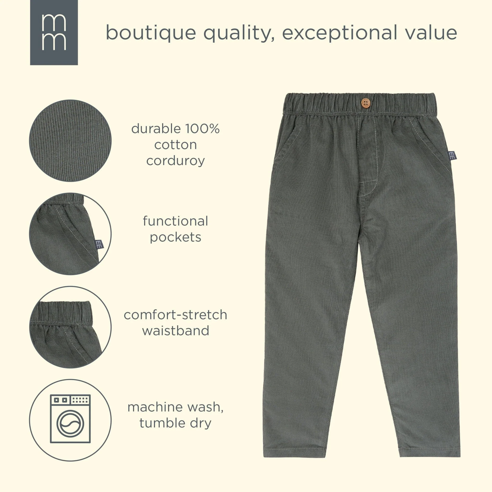 Boys Dark Grey Corduroy Pants - Image 5