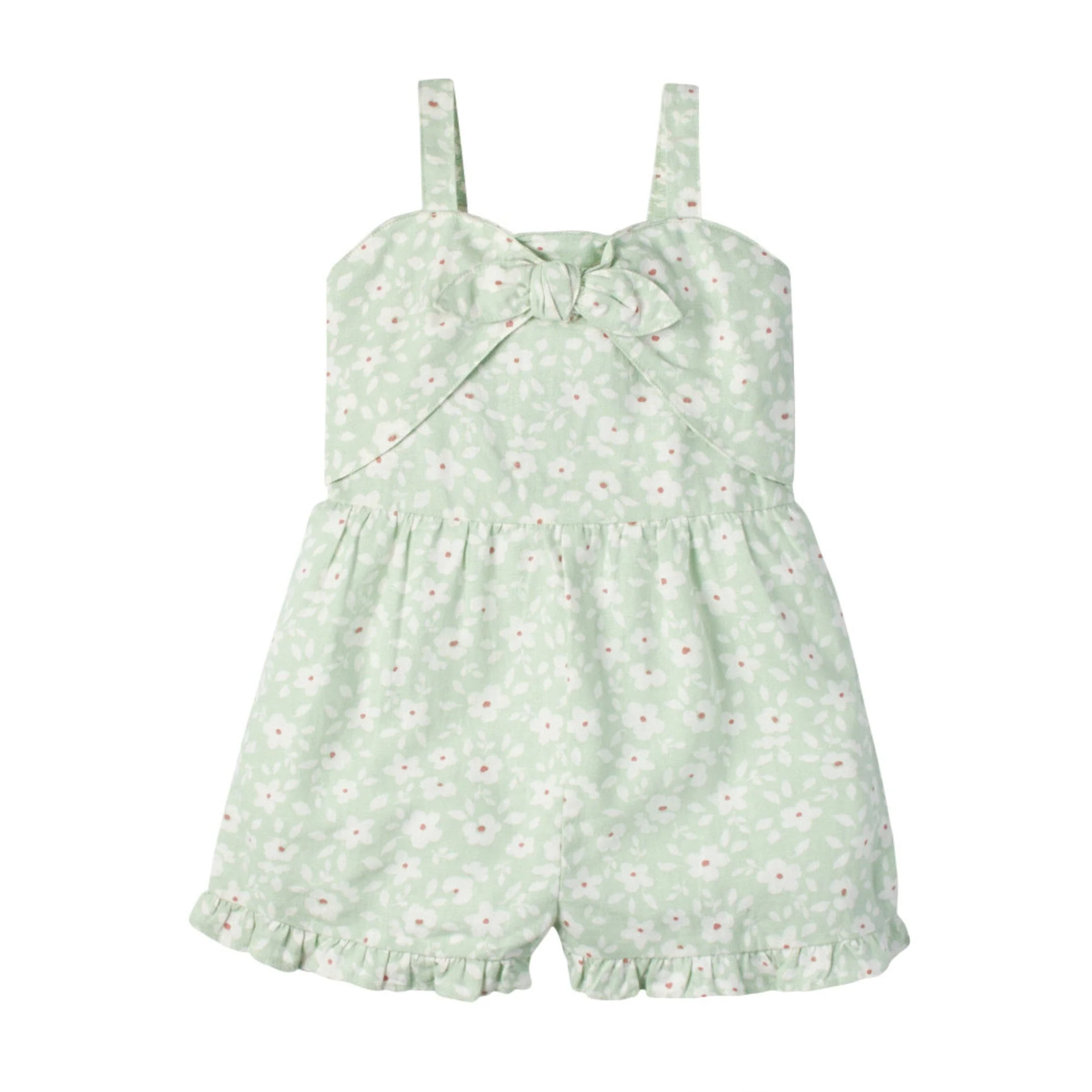 Infant and Toddler Girls Mint Floral Romper - Image 4
