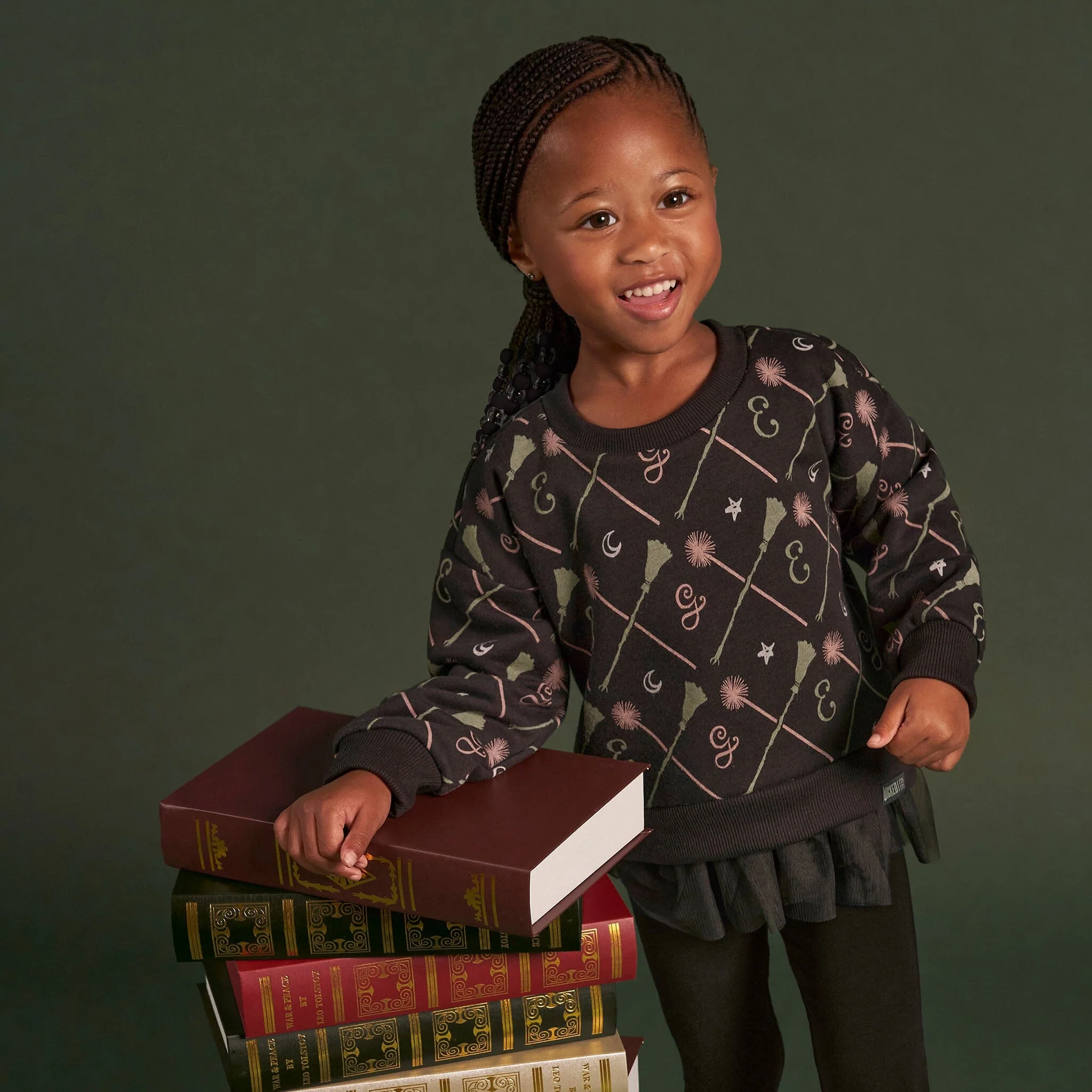 Infant & Toddler Girls Black Wand & Broom Wicked Sweatshirt - Image 2