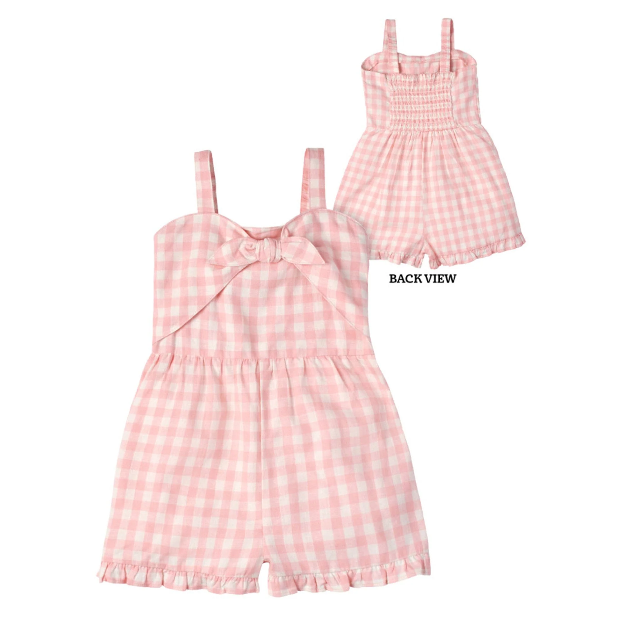 Infant and Toddler Girls Pink Gingham Romper - Image 2