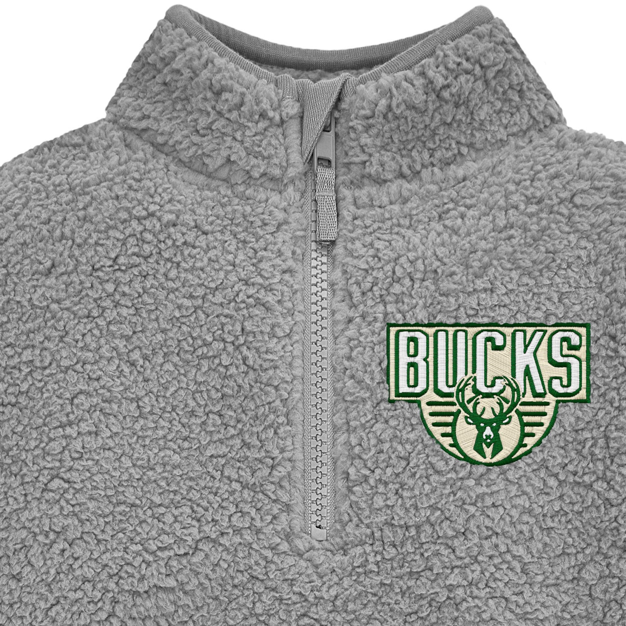 Infant & Toddler Neutral Gray Milwaukee Bucks Quarter-Zip Pullover - Image 2