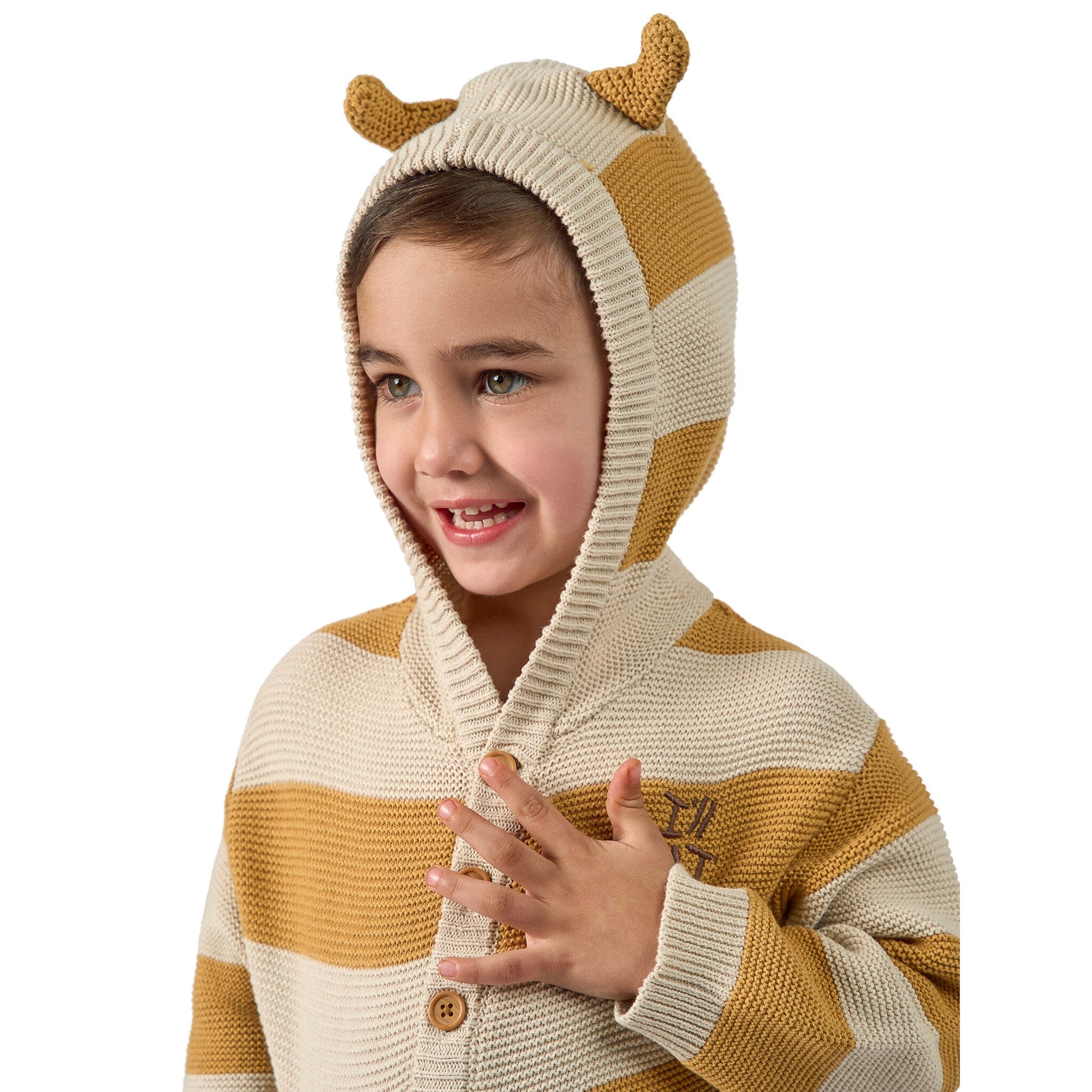 Infant & Toddler Neutral Yellow Stripe Where The Wild Things Are Hooded Sweater - Image 4