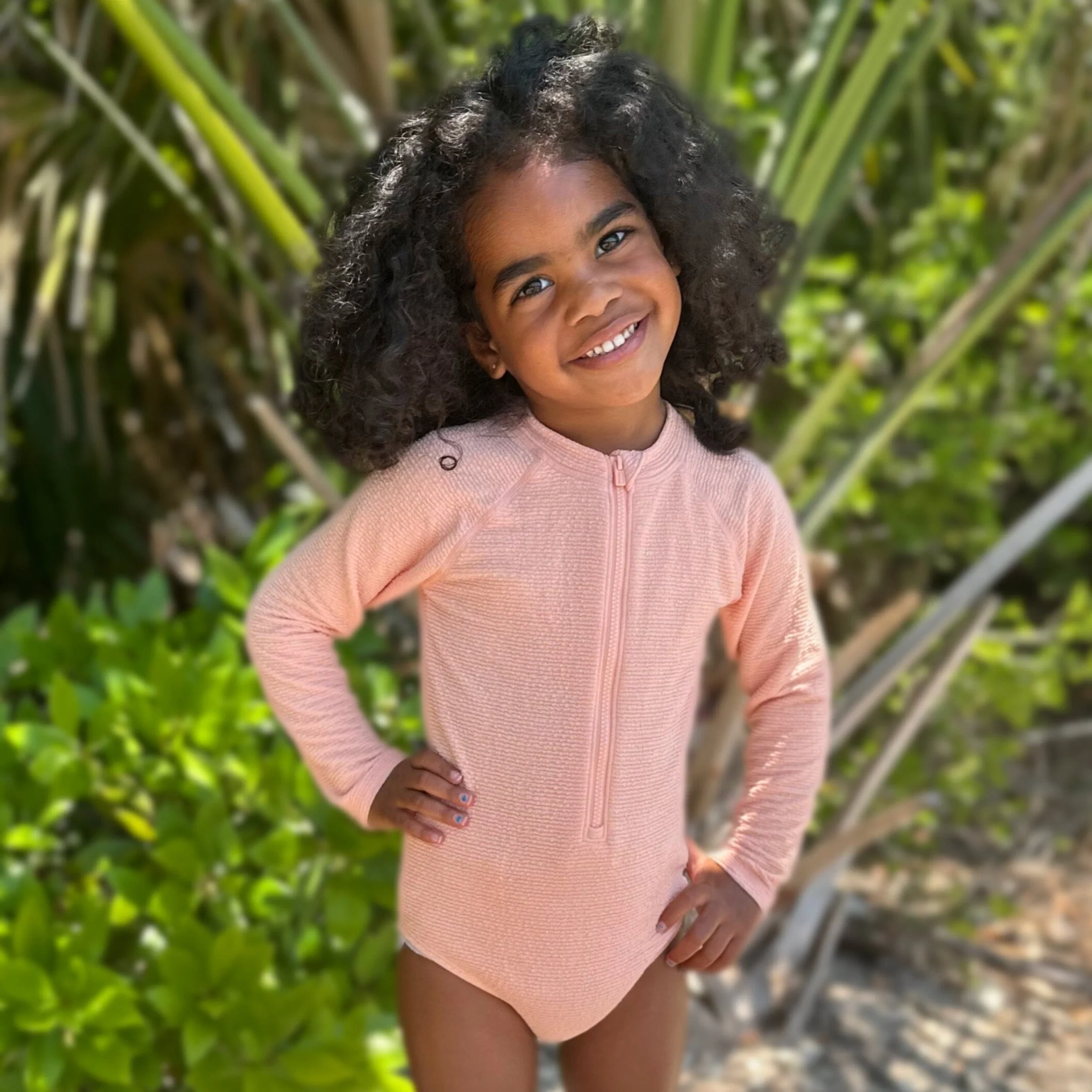 Toddler Girls UPF 50+ Peach Rash Guard - Image 2