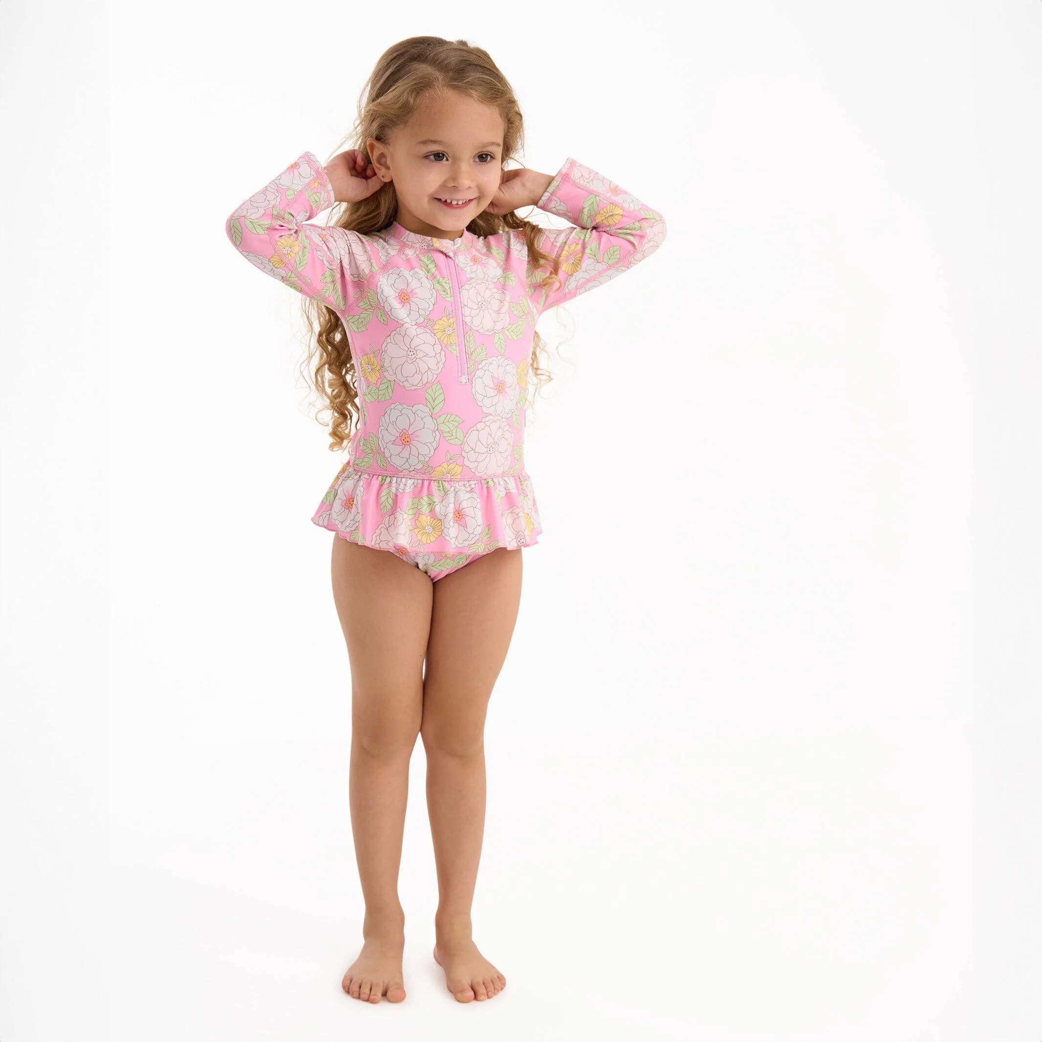 Toddler Girls UPF 50+ Peonies Rash Guard - Image 2