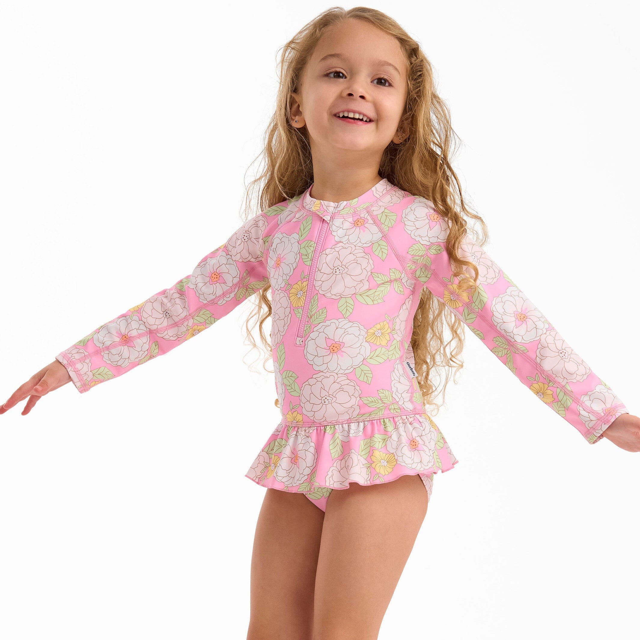 Toddler Girls UPF 50+ Peonies Rash Guard - Image 3