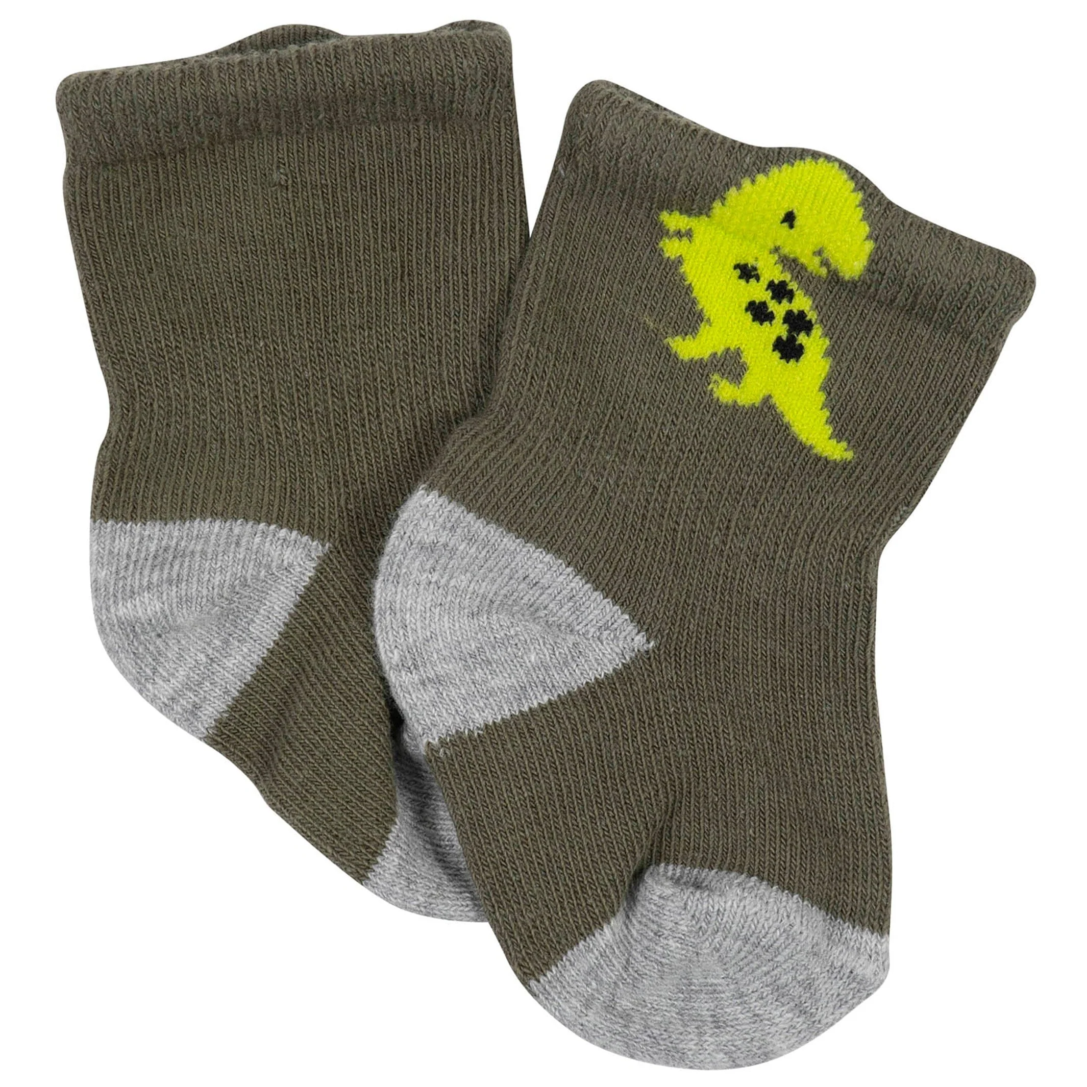 10-Pack Baby Boys Dino & White Wiggle Proof® Socks - Image 2