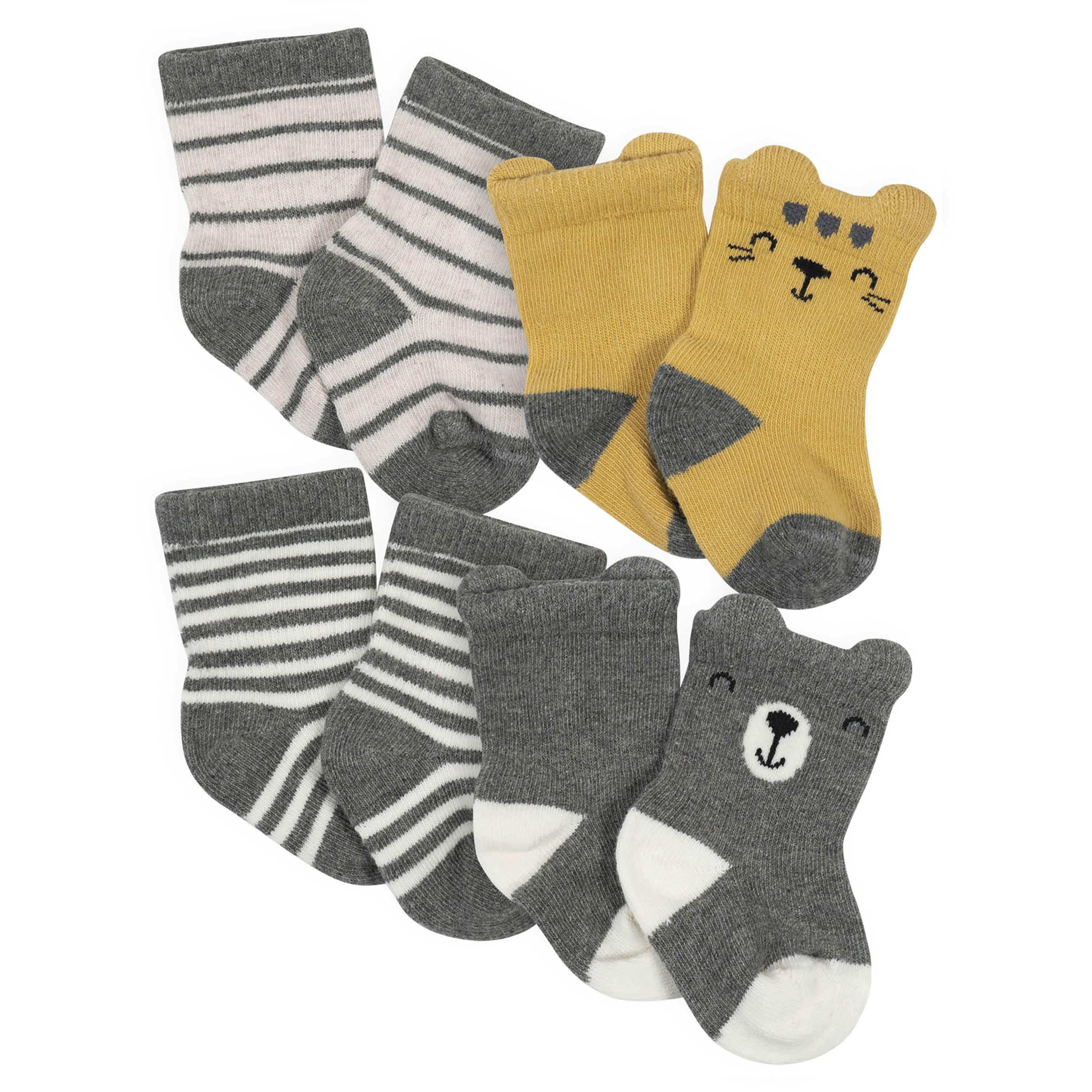 10-Pack Baby Boys Lion & White Wiggle Proof® Socks - Image 2