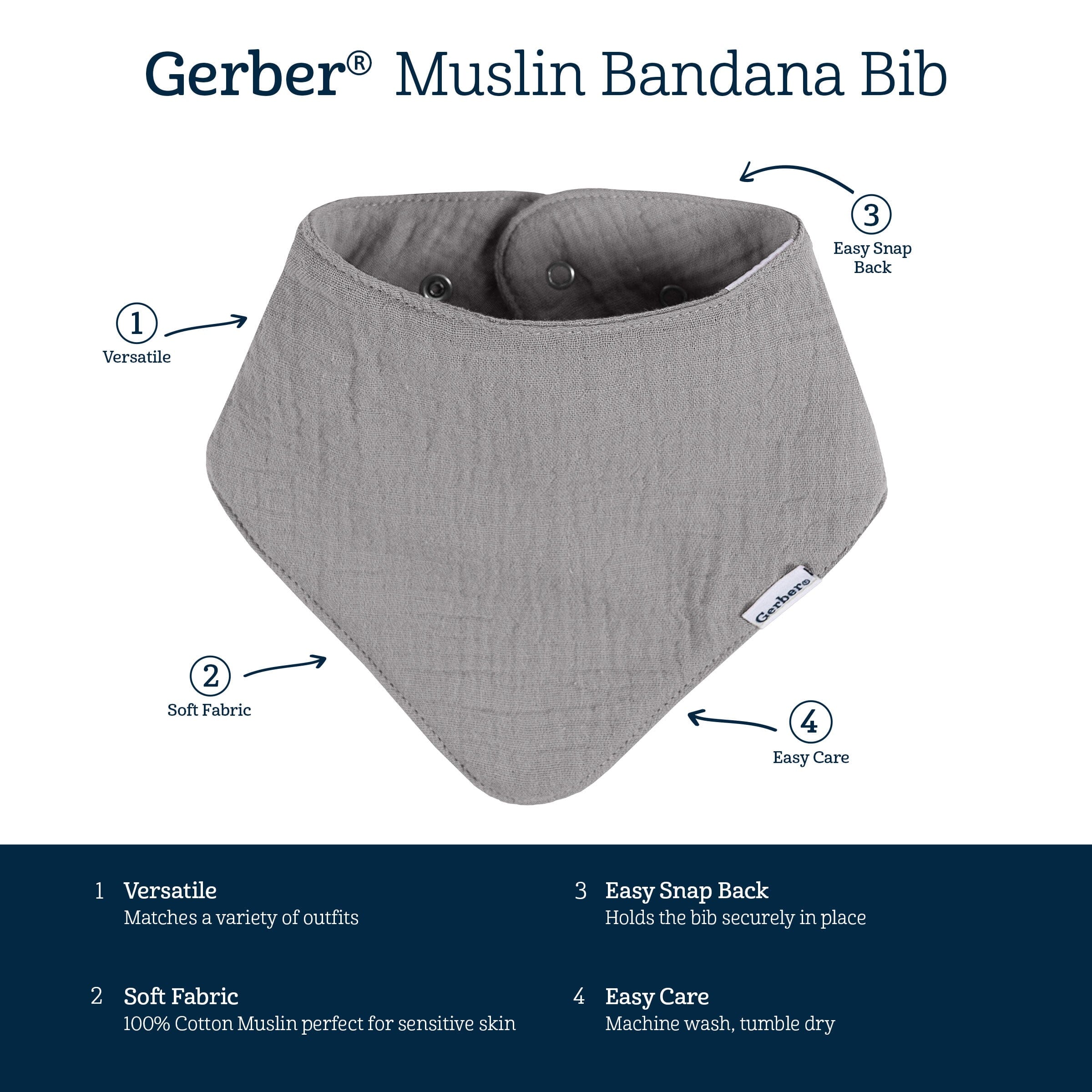 10-Pack Baby Neutral Black & White Muslin Bandana Bibs - Image 14