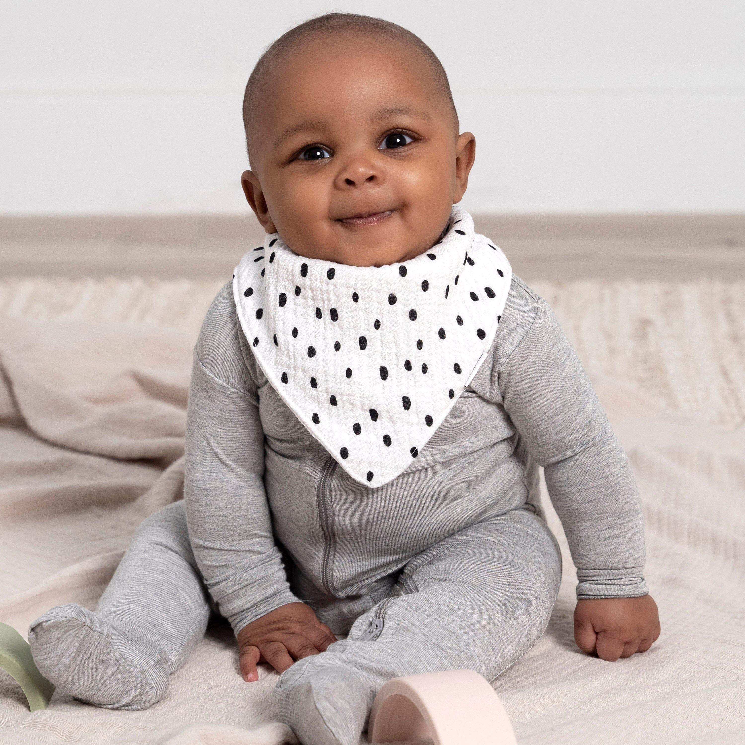 10-Pack Baby Neutral Black & White Muslin Bandana Bibs - Image 2