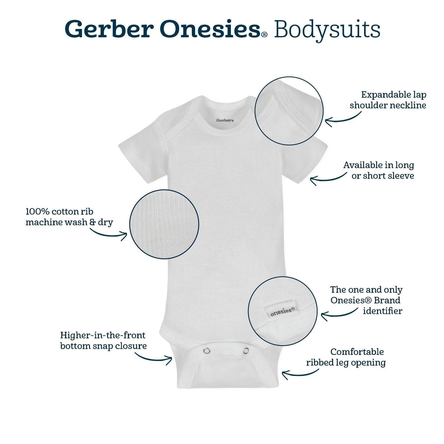 5-Pack Grey Onesies® Bodysuits - Image 3