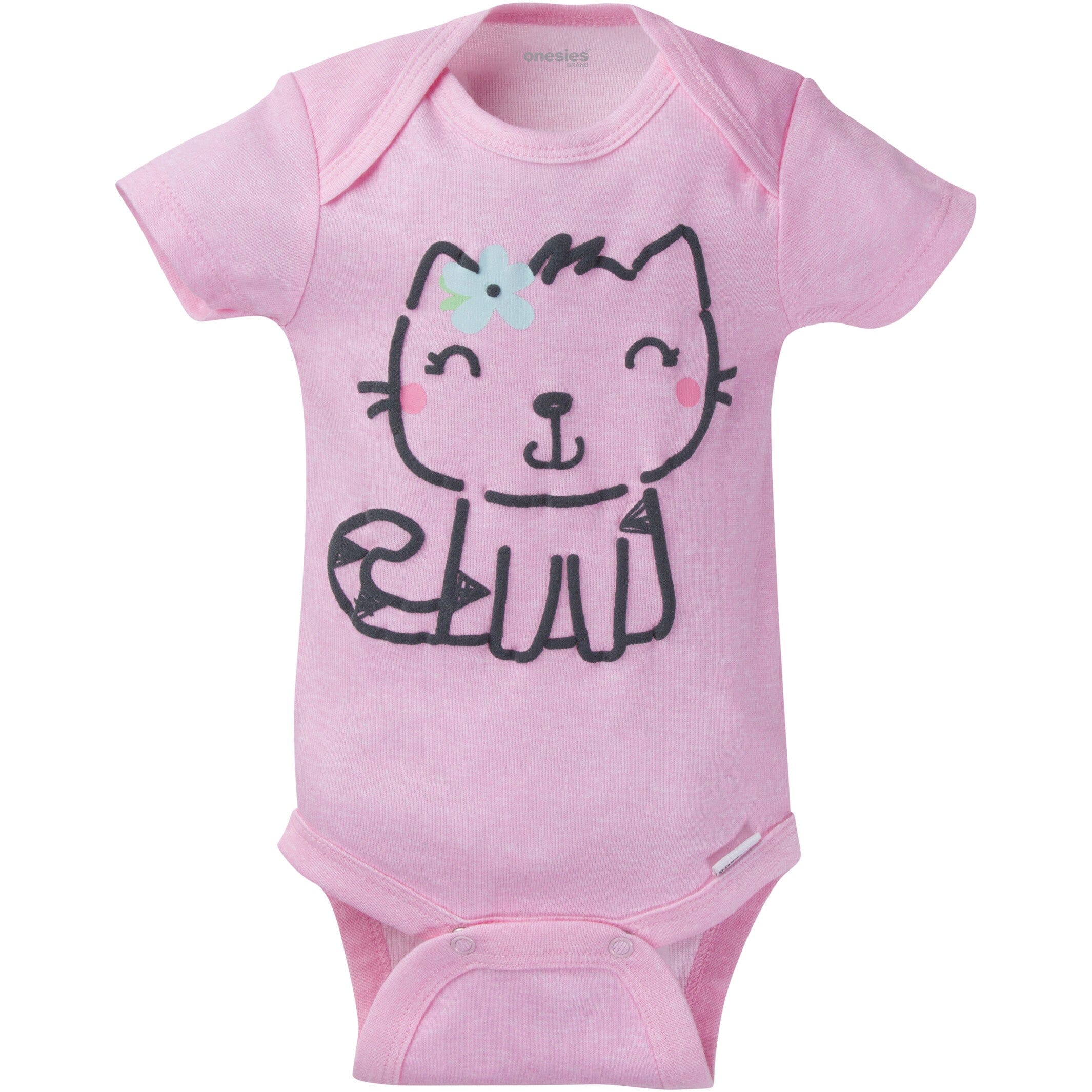8-Pack Baby Girl Kitty Short Sleeve Onesies® Brand Bodysuits - Image 2