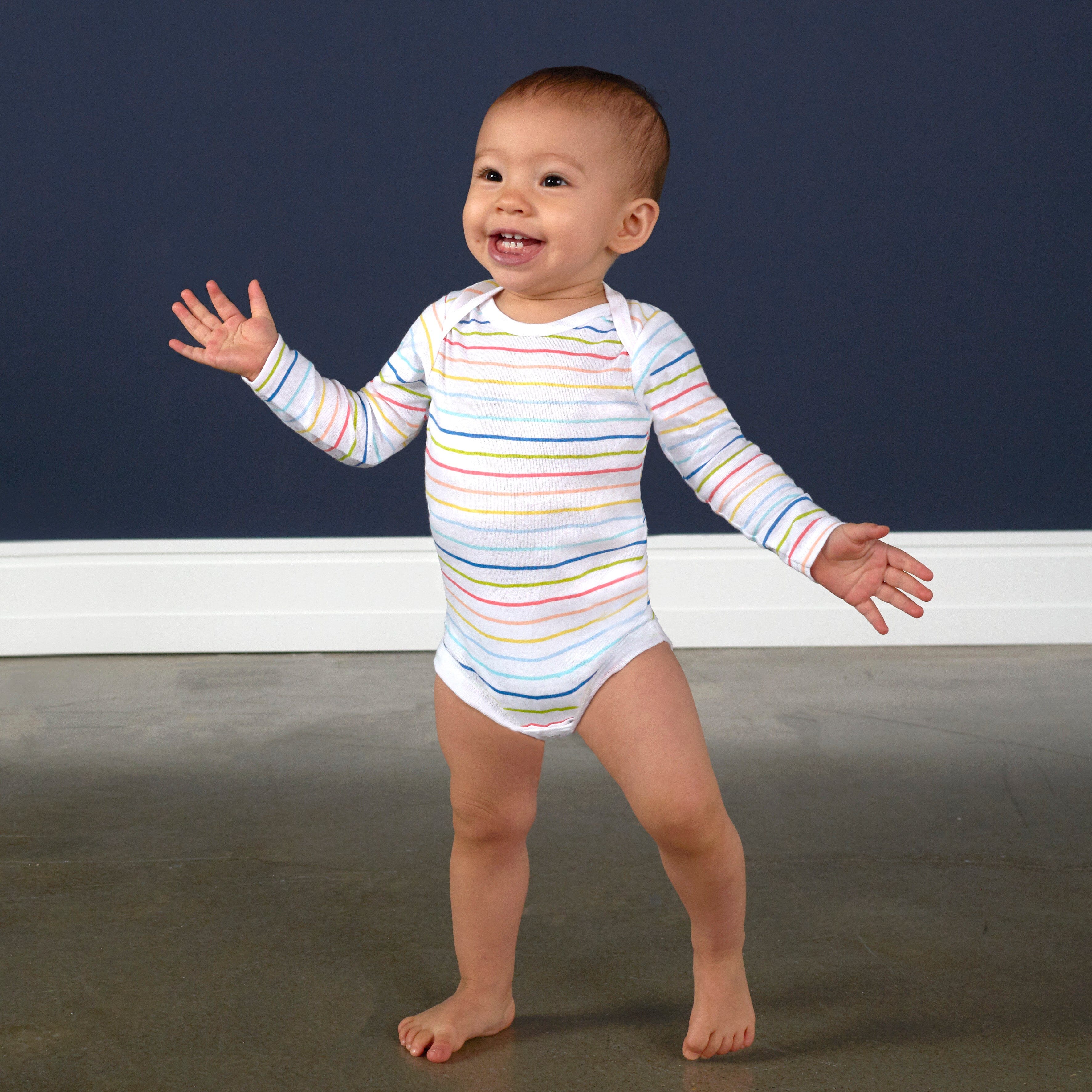 6-Pack Baby Neutral Long Sleeve Onesies® Brand Bodysuits, Newborn - Image 4
