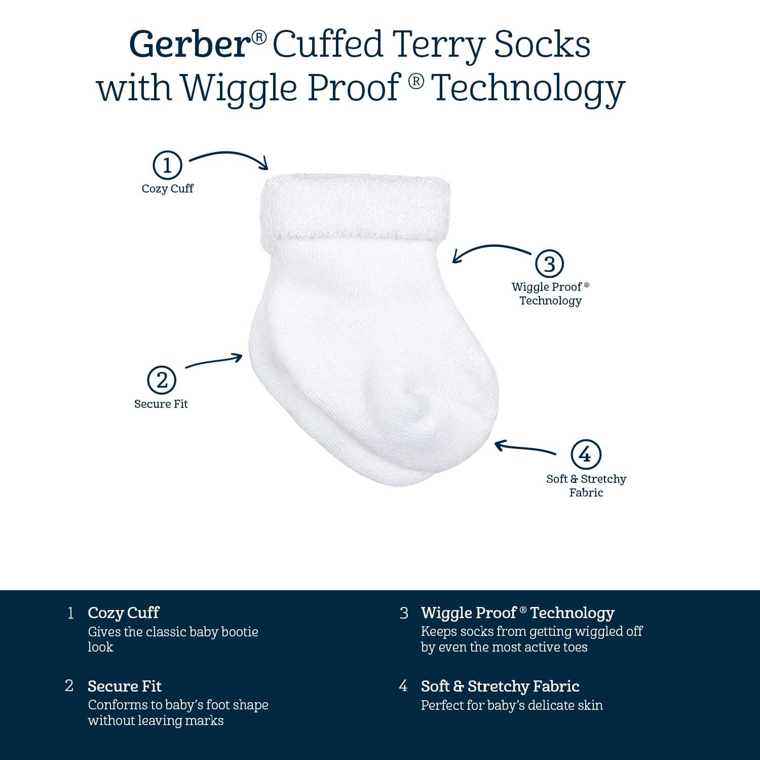 12-Pack Baby Neutral Southwest Terry Wiggle Proof® Socks - Image 14