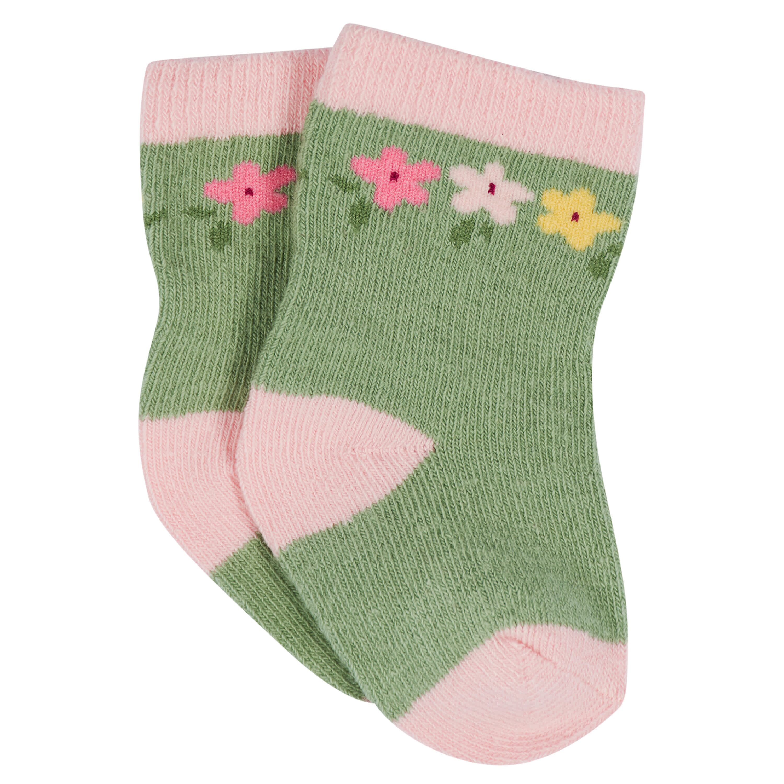 12-Pack Baby & Toddler Girls Floral Fox Jersey Crew Wiggle Proof® Socks - Image 12
