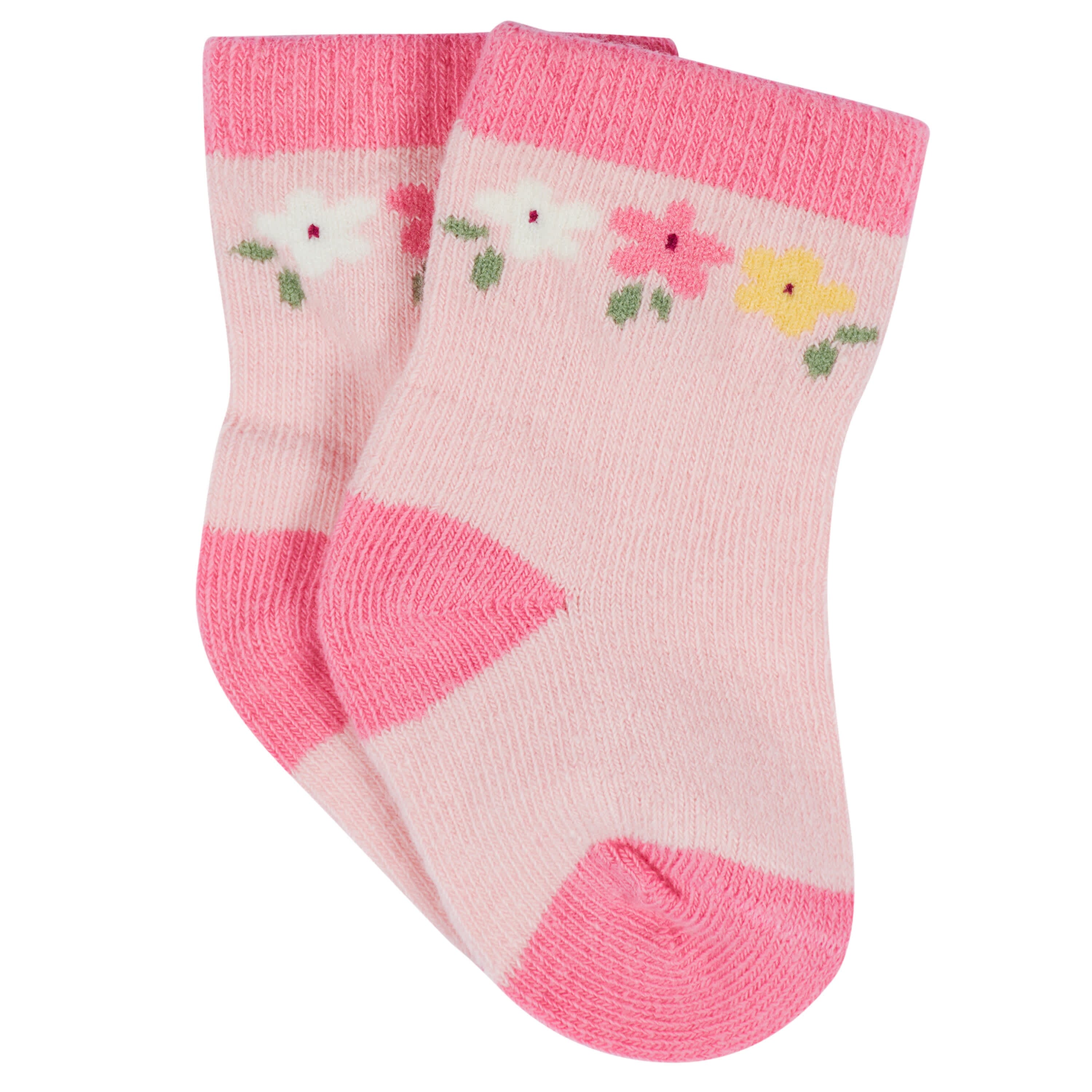 12-Pack Baby & Toddler Girls Floral Fox Jersey Crew Wiggle Proof® Socks - Image 3