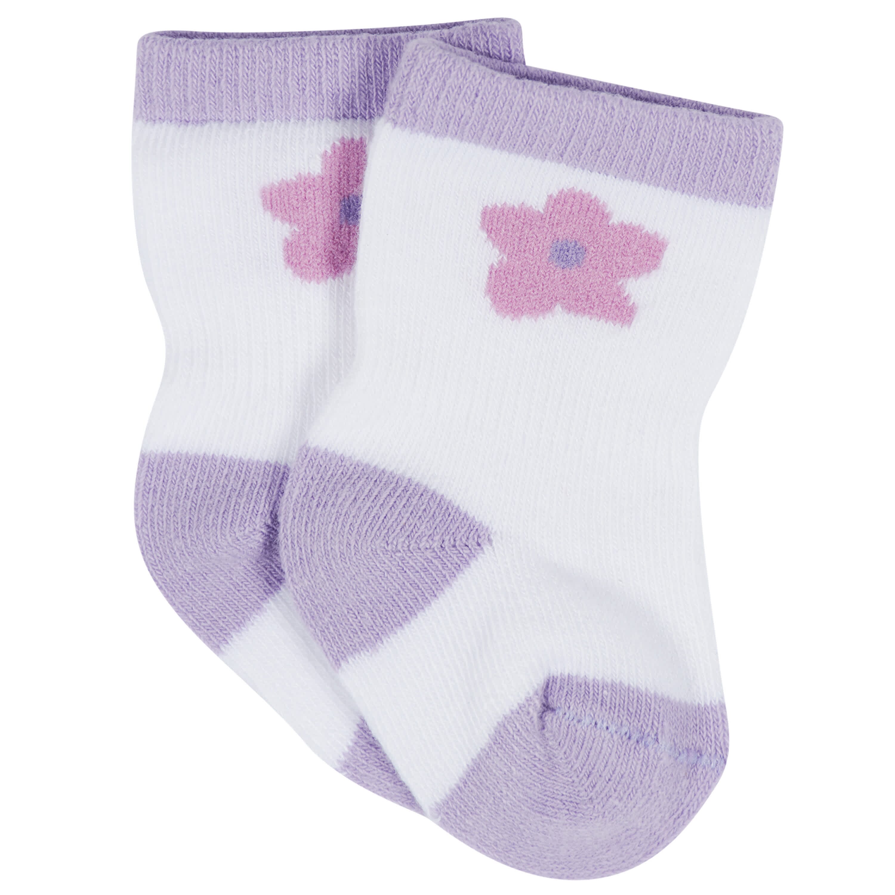 12-Pack Baby & Toddler Girls Rainbow Floral Jersey Crew Wiggle Proof® Socks - Image 2