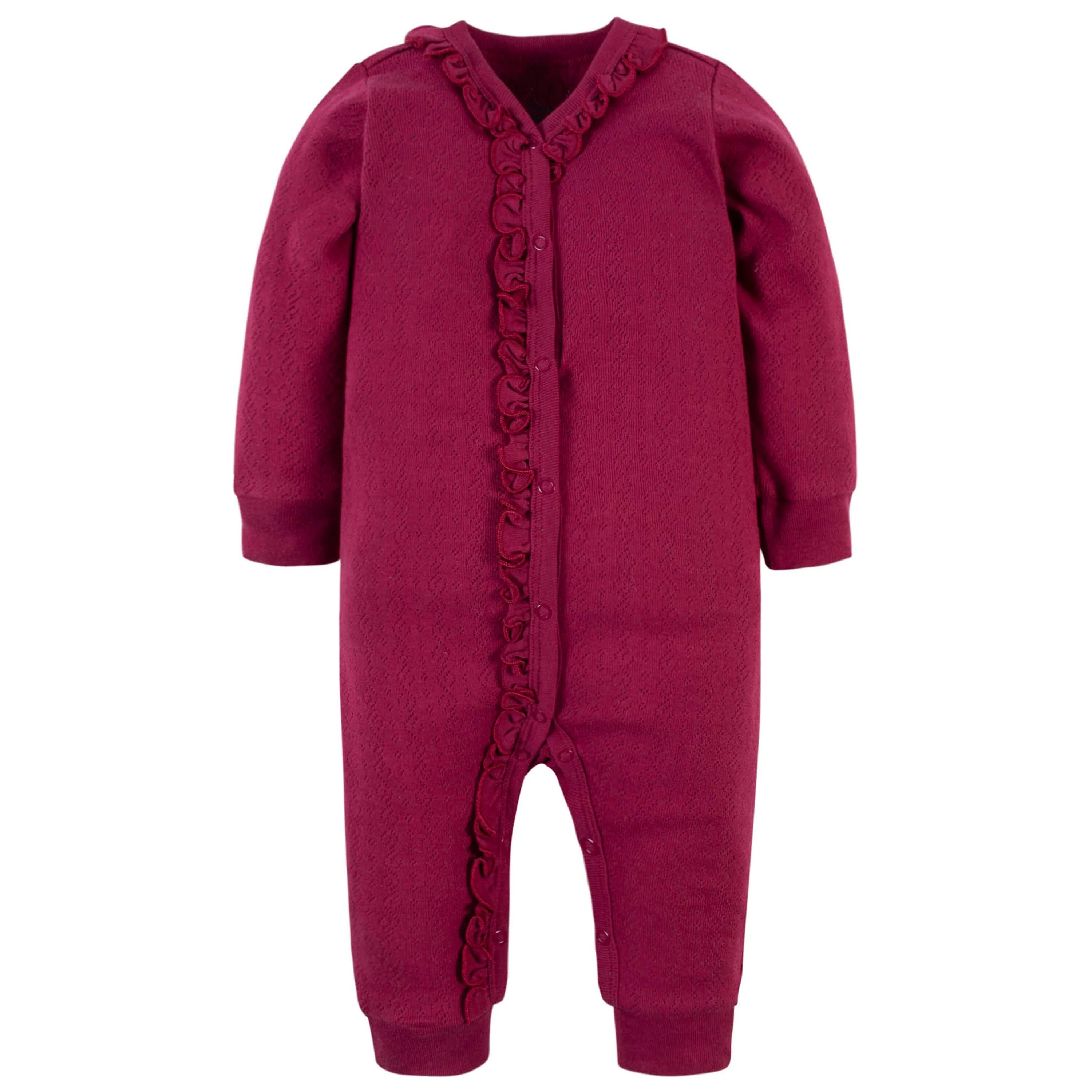 12-Piece Baby Girls Floral & Wine Playwear Bundle - Image 2