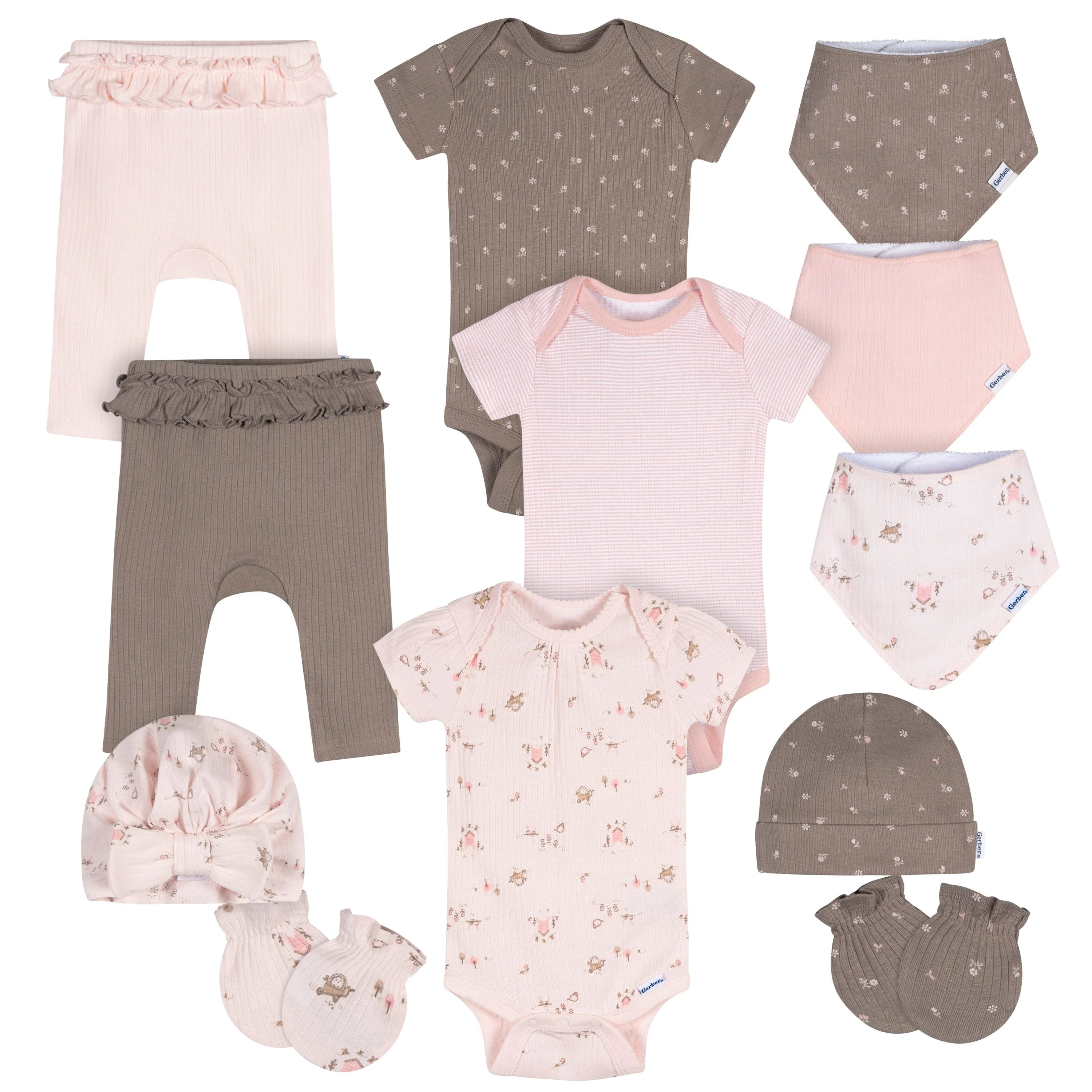 12-Piece Baby Girls Garden Everyday Basics Gift Set