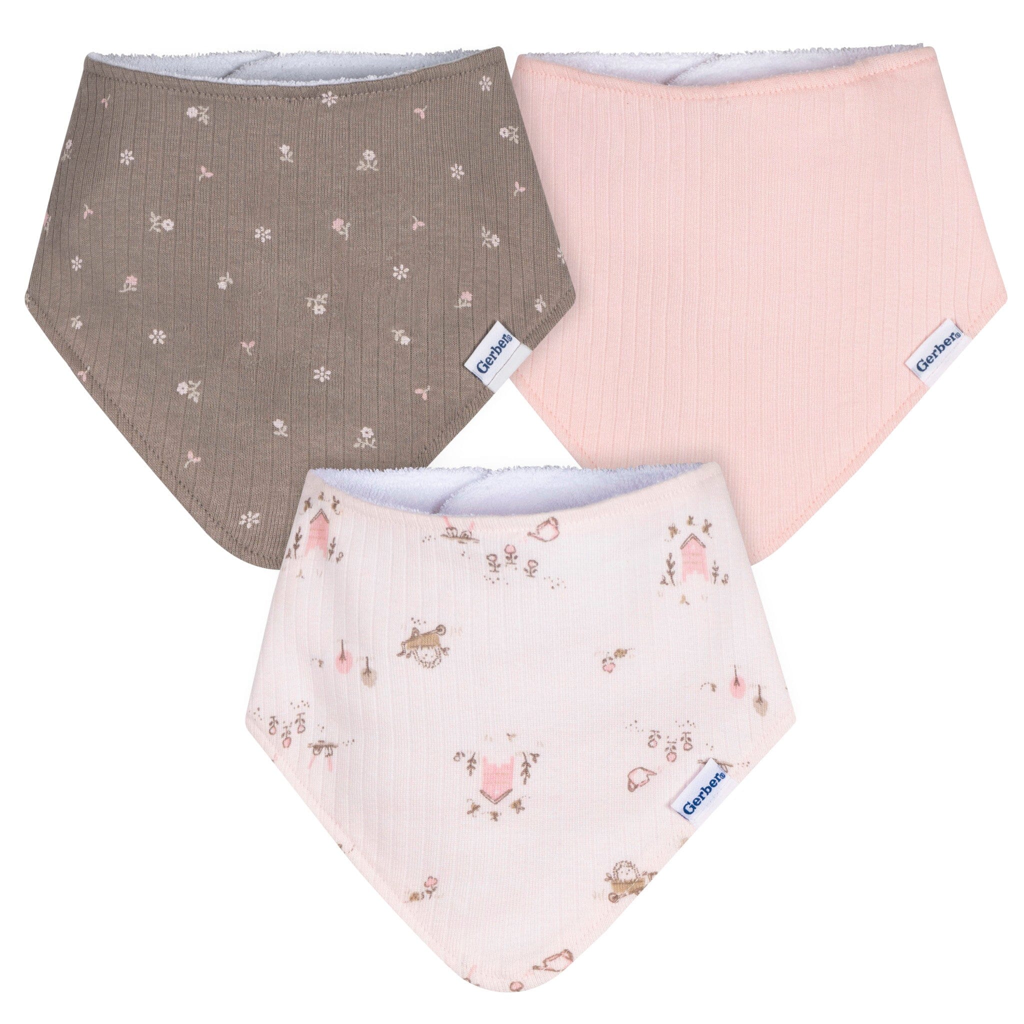 3-Pack Baby Girls Garden Bandana Bib