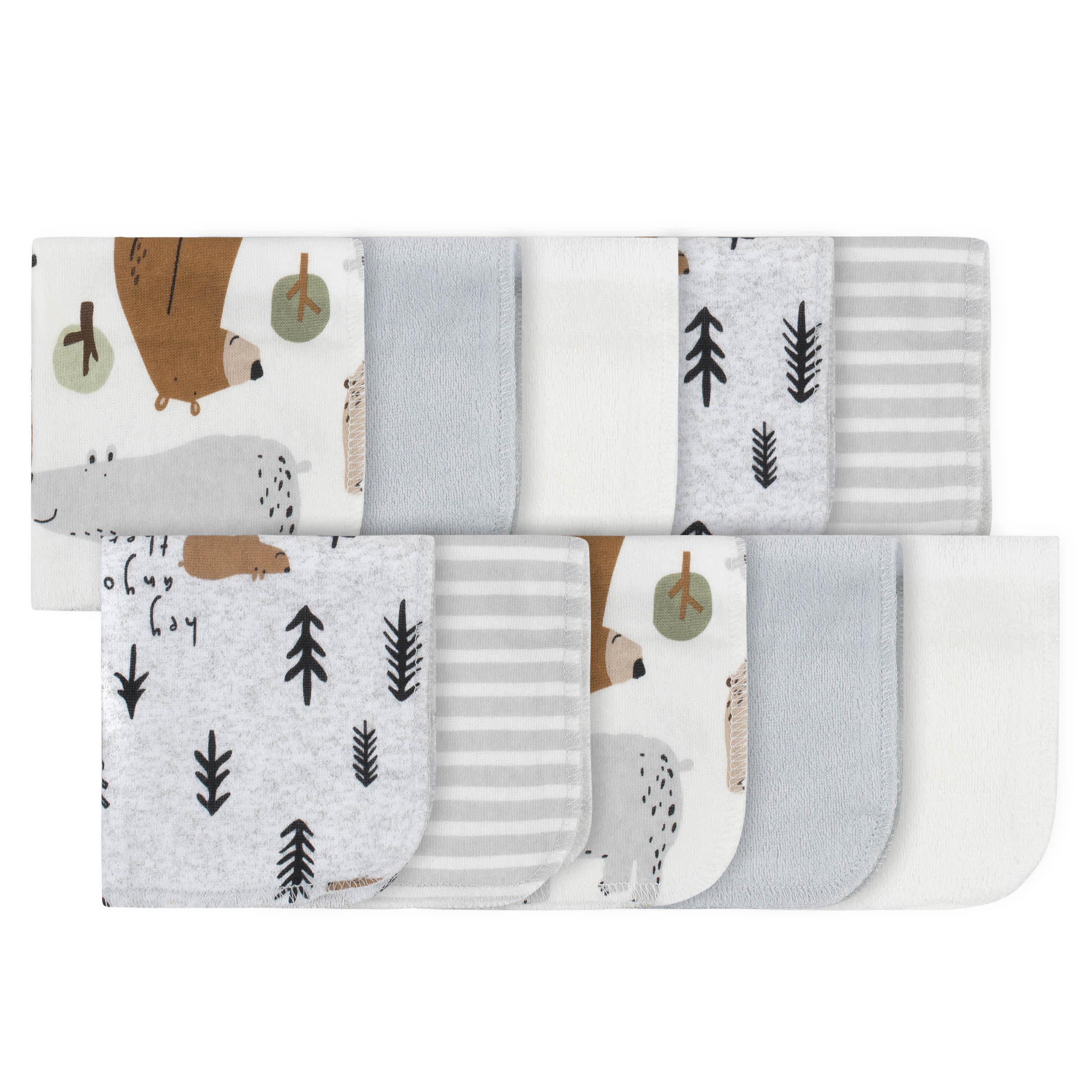 12-Piece Boys Bear Hooded Towel & Washcloth Set - Image 5