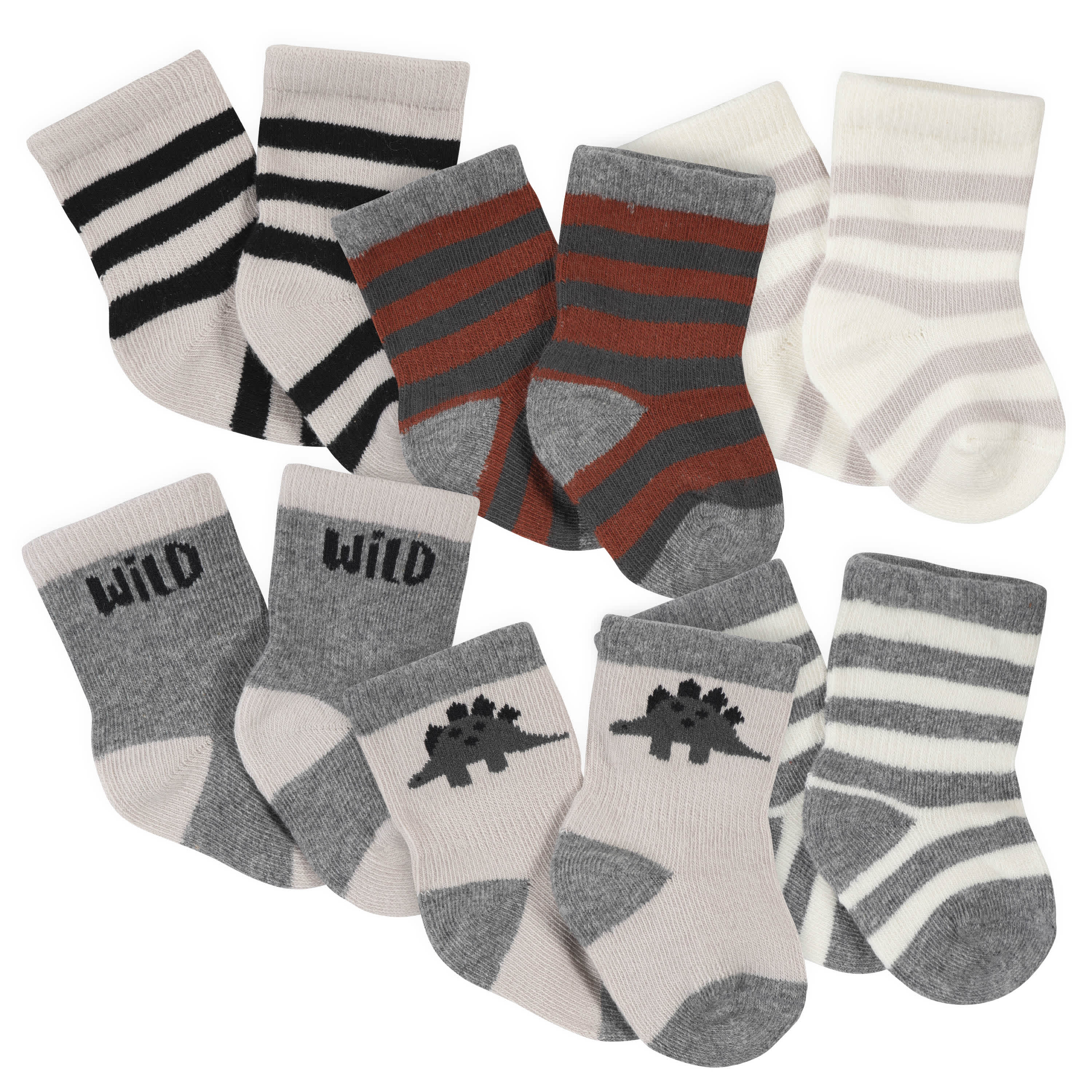 16-Piece Baby Boys Dino Gown, Mitten, Cap, & Sock Set - Image 8
