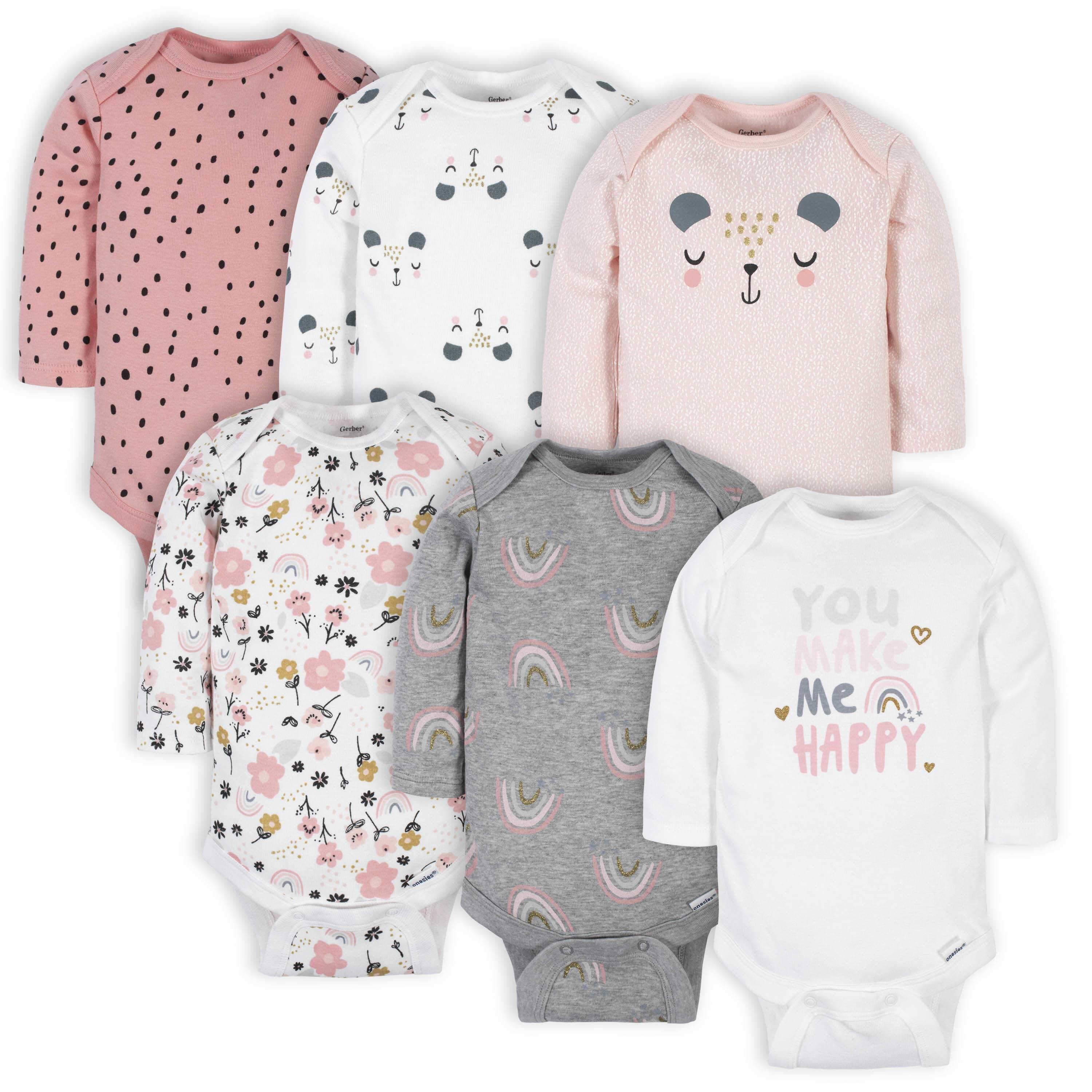 18-Piece Baby Girls Bear Sleep 'N Play, Onesies® Bodysuit, and Burpcloth Set - Image 4