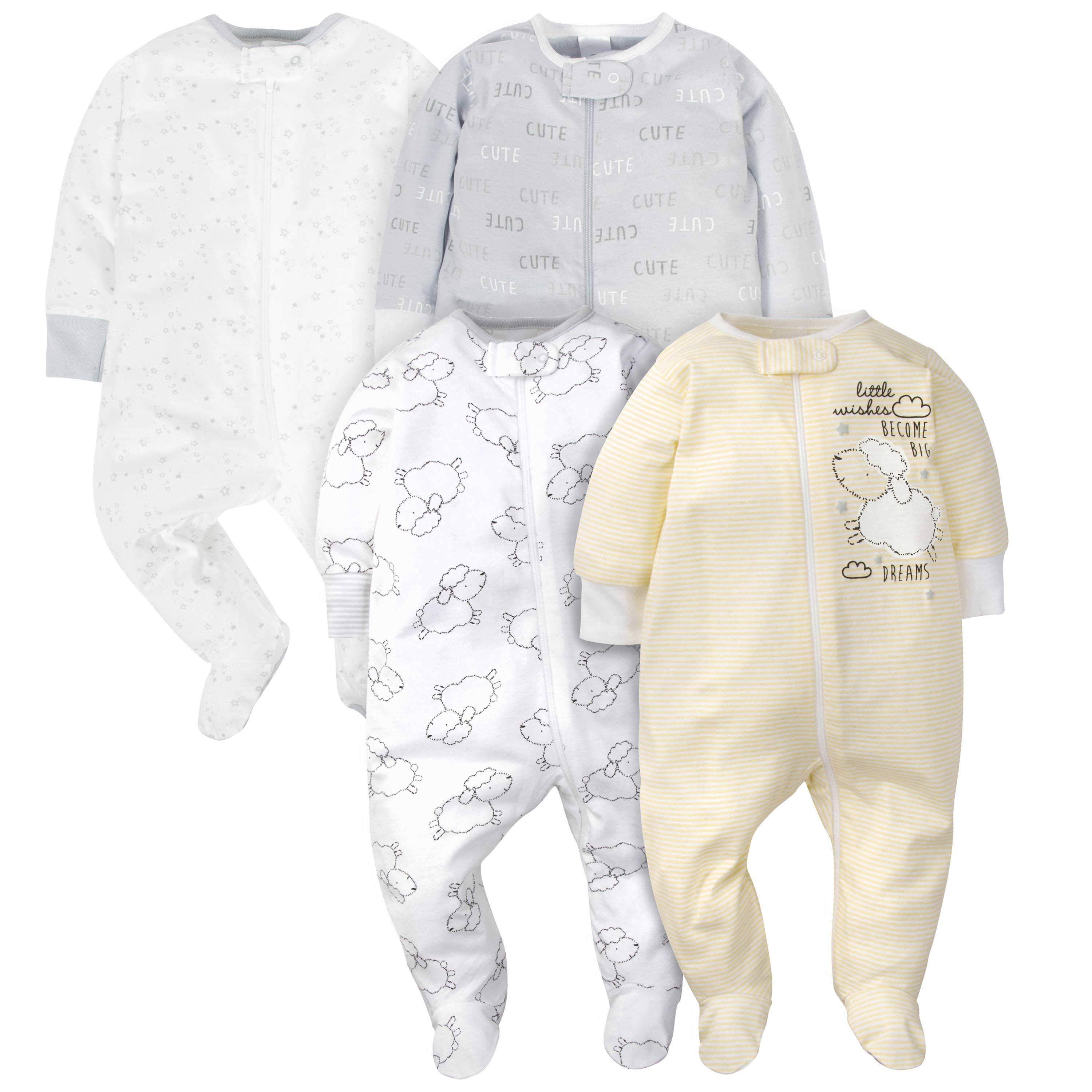 18-Piece Baby Neutral Sheep Sleep 'N Play, Onesies® Bodysuit, and Burpcloth Set - Image 2
