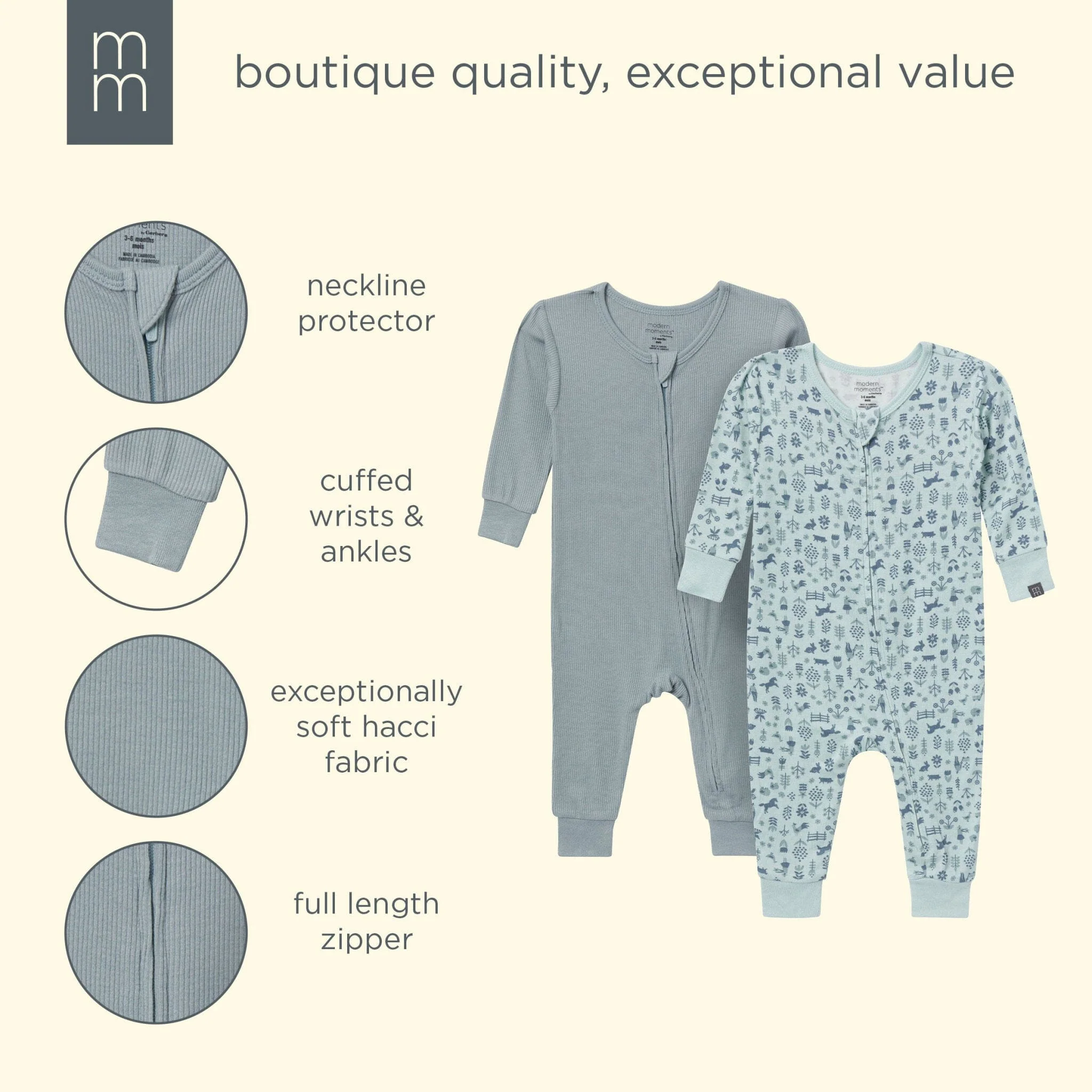2-Pack Neutral Horse Ranch Viscose Snug Fit Footless Pajamas - Image 10