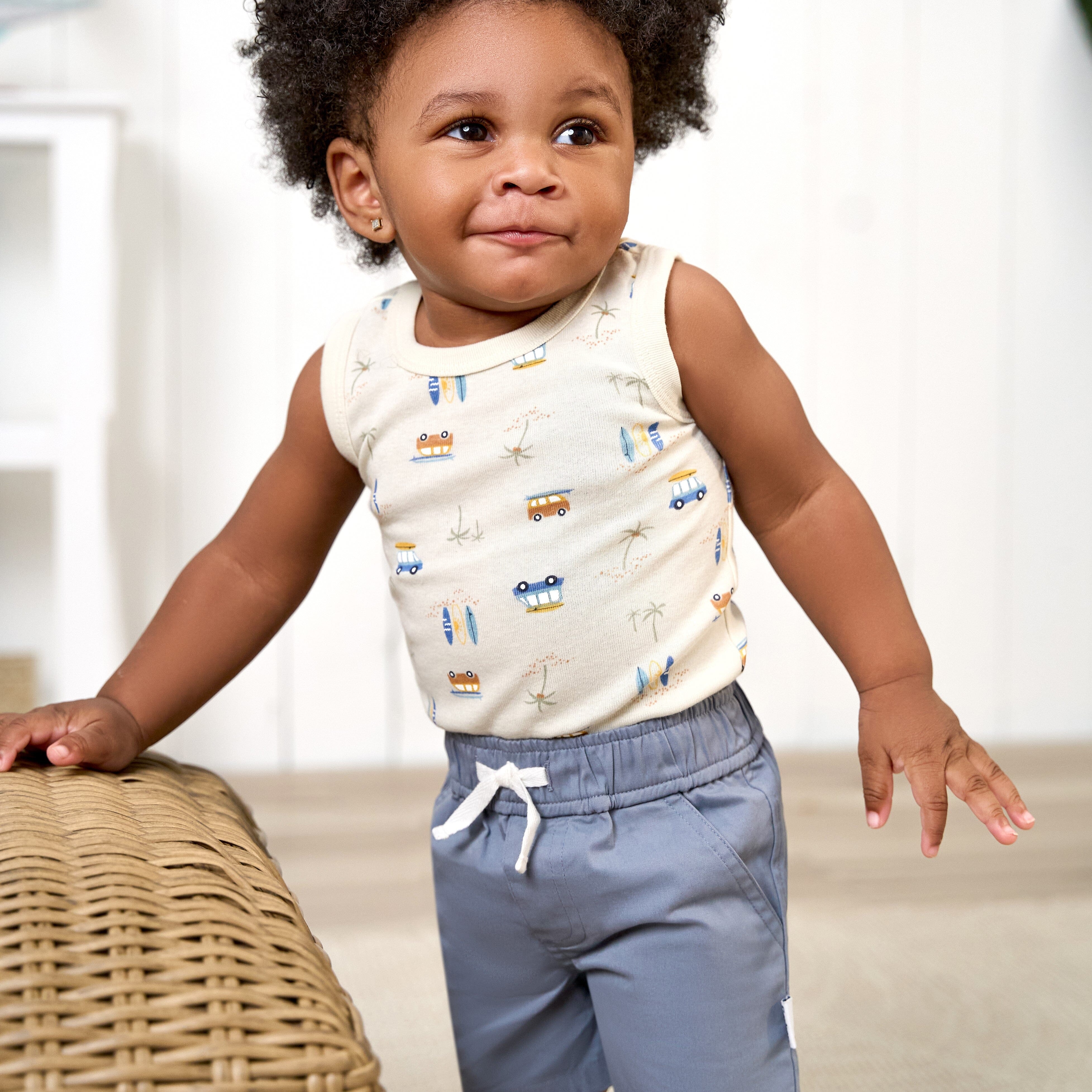 2-Pack Baby & Toddler Boys Grey and Blue Twill Shorts - Image 2