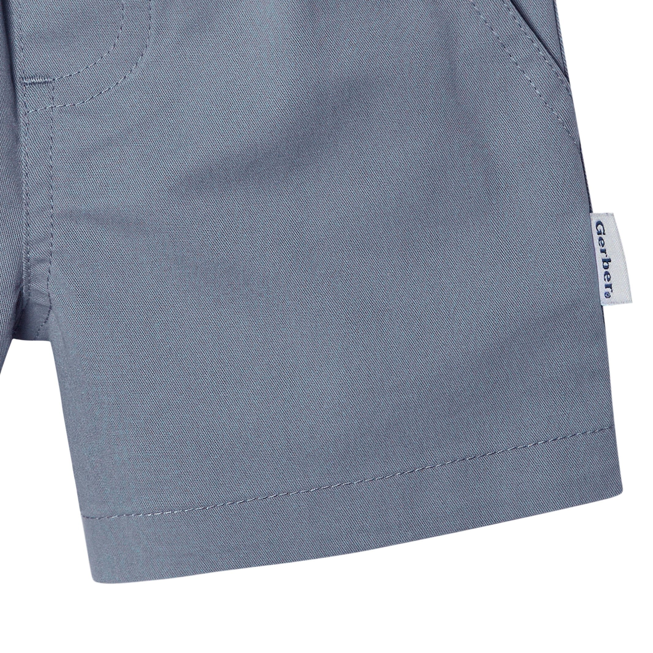 2-Pack Baby & Toddler Boys Grey and Blue Twill Shorts - Image 5