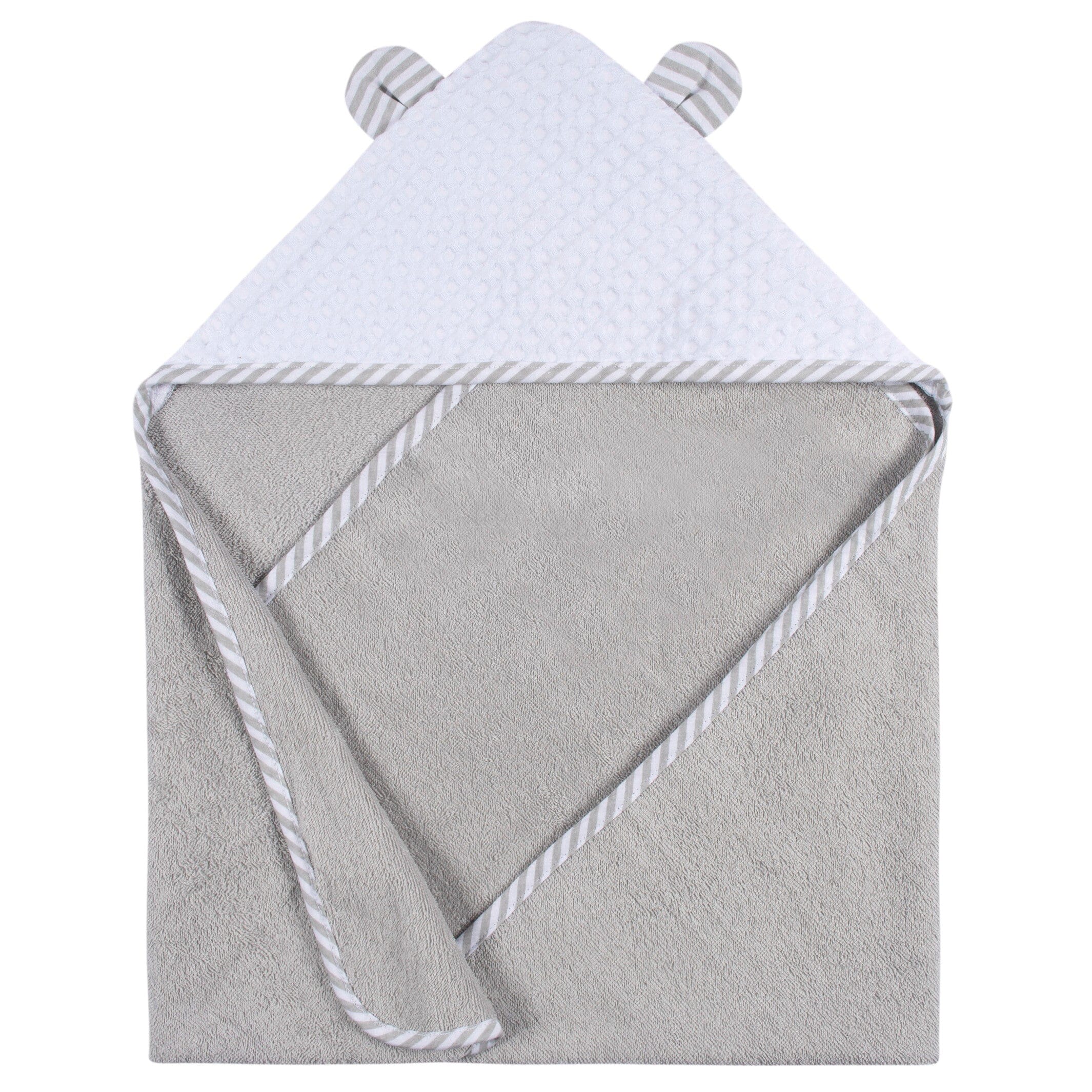 2-Piece Baby Boys Bear Hooded Towel and Washcloth Mitt Set - Image 2