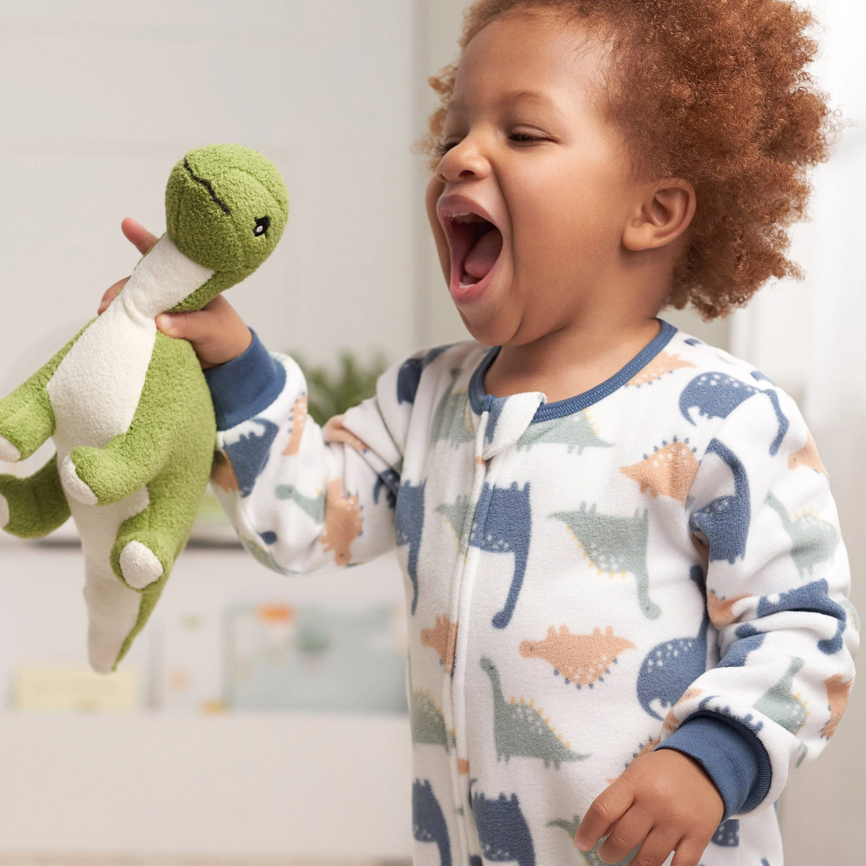 2-Pack Baby & Toddler Boys Dinos & Wide Stripe Fleece Pajamas - Image 2