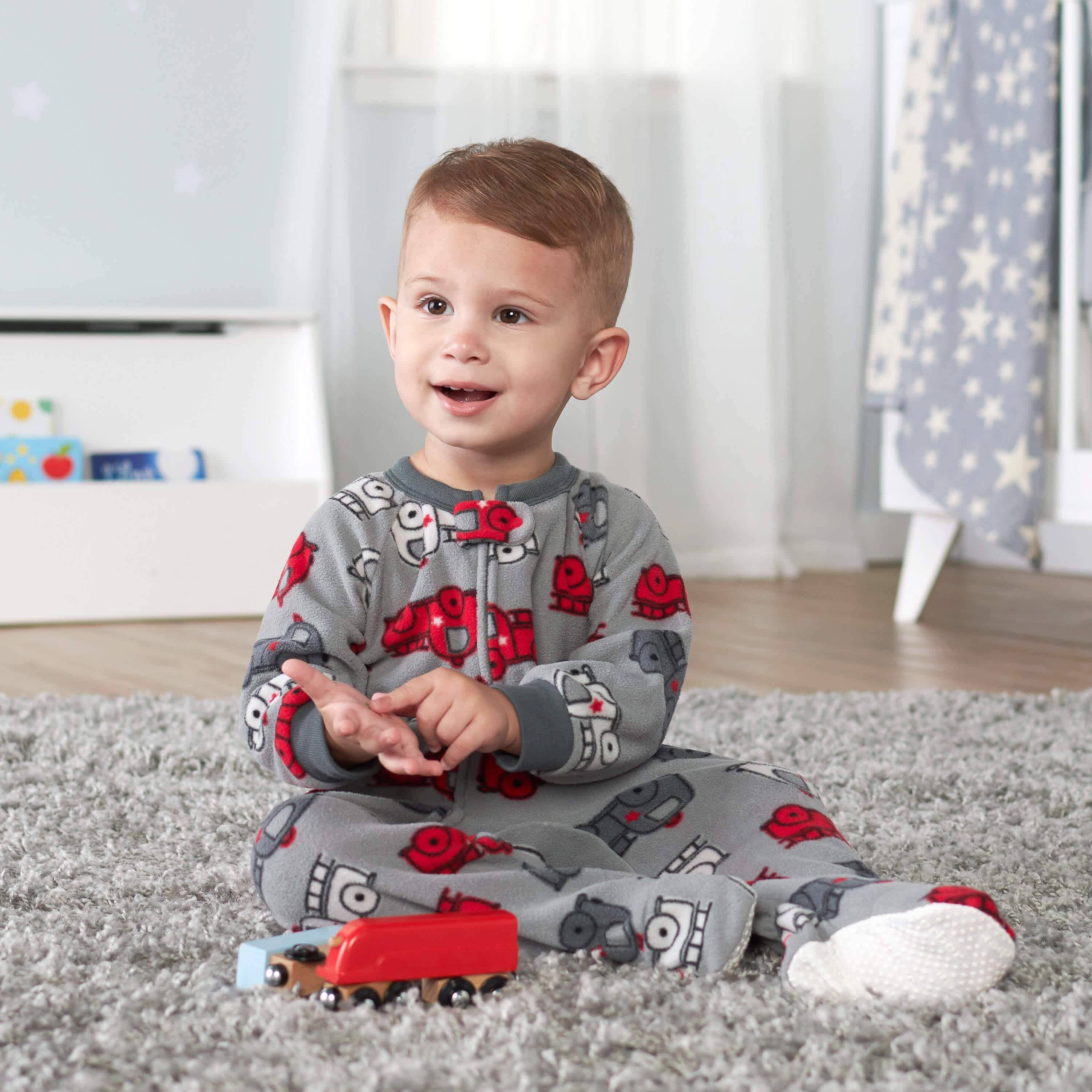 2-Pack Baby & Toddler Boys Fire Truck Fleece Pajamas - Image 2