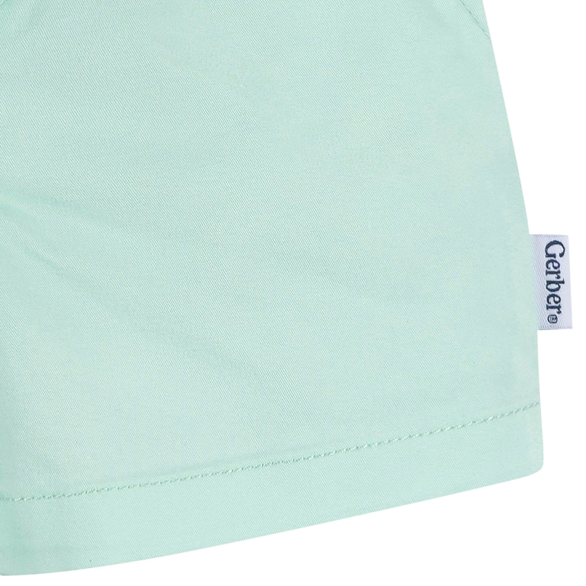 2-Pack Baby & Toddler Boys Green & Blue Twill Shorts - Image 9