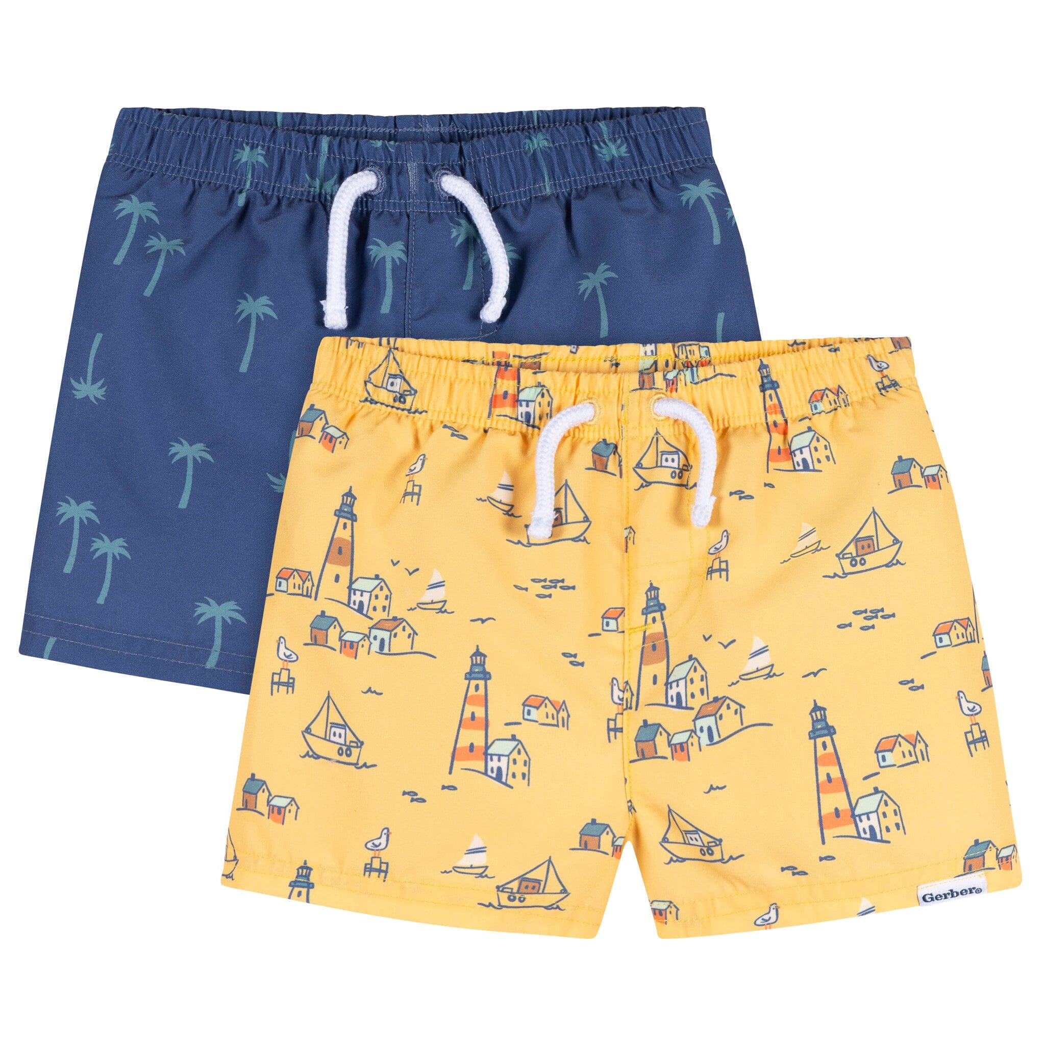 2-Pack Baby & Toddler Boys UPF 50+ Lighthouse Swim Trunks