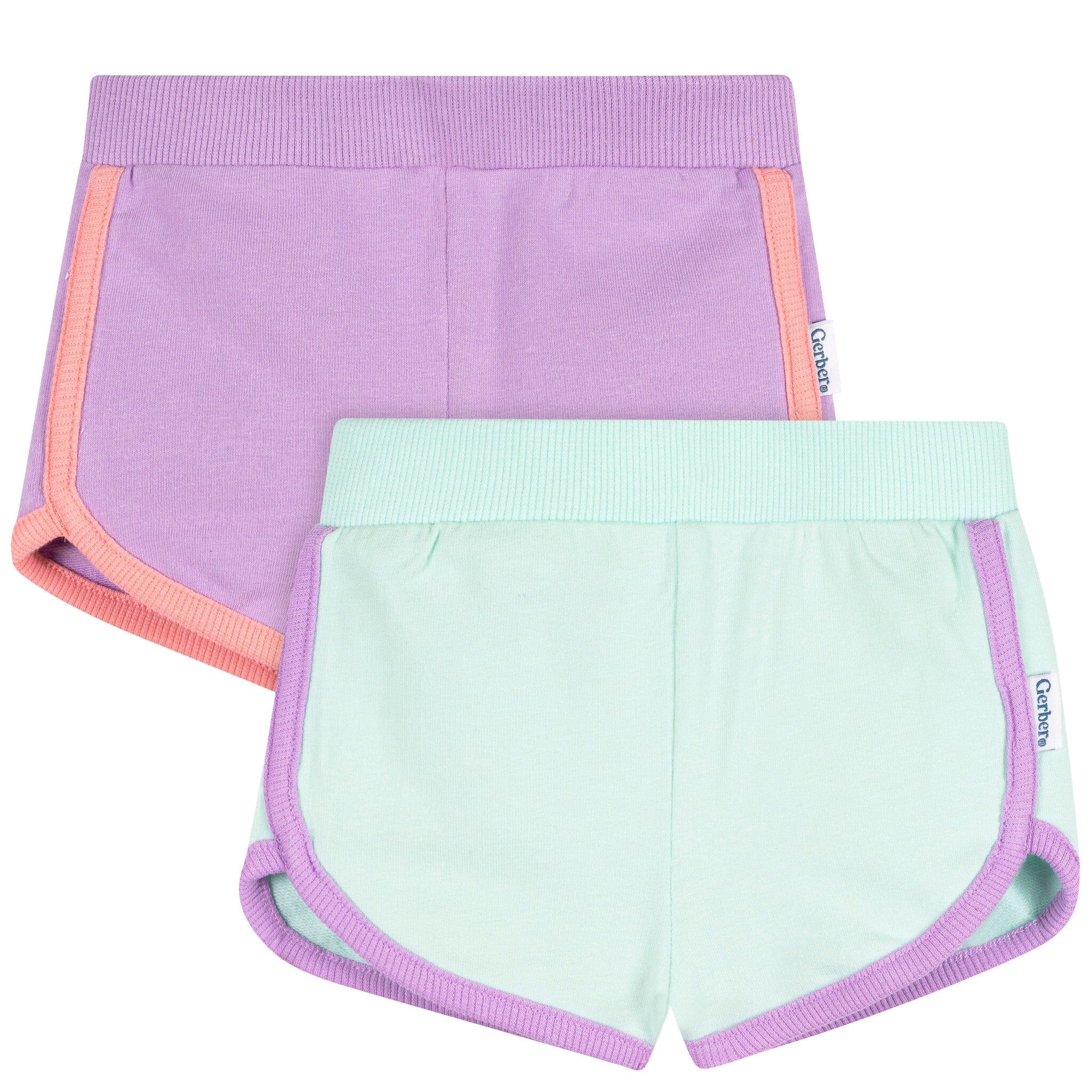 2-Pack Baby & Toddler Girls Aqua & Purple Knit Dolphin Shorts