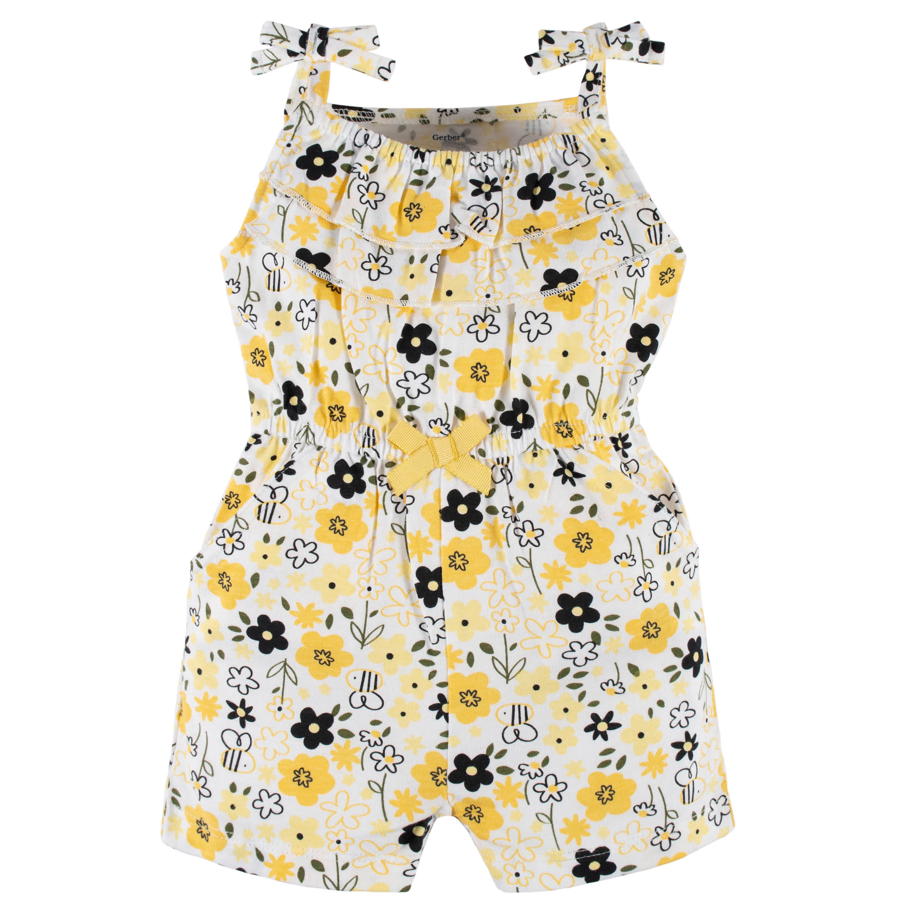2-Pack Baby & Toddler Girls Bee Garden Tank Rompers - Image 7