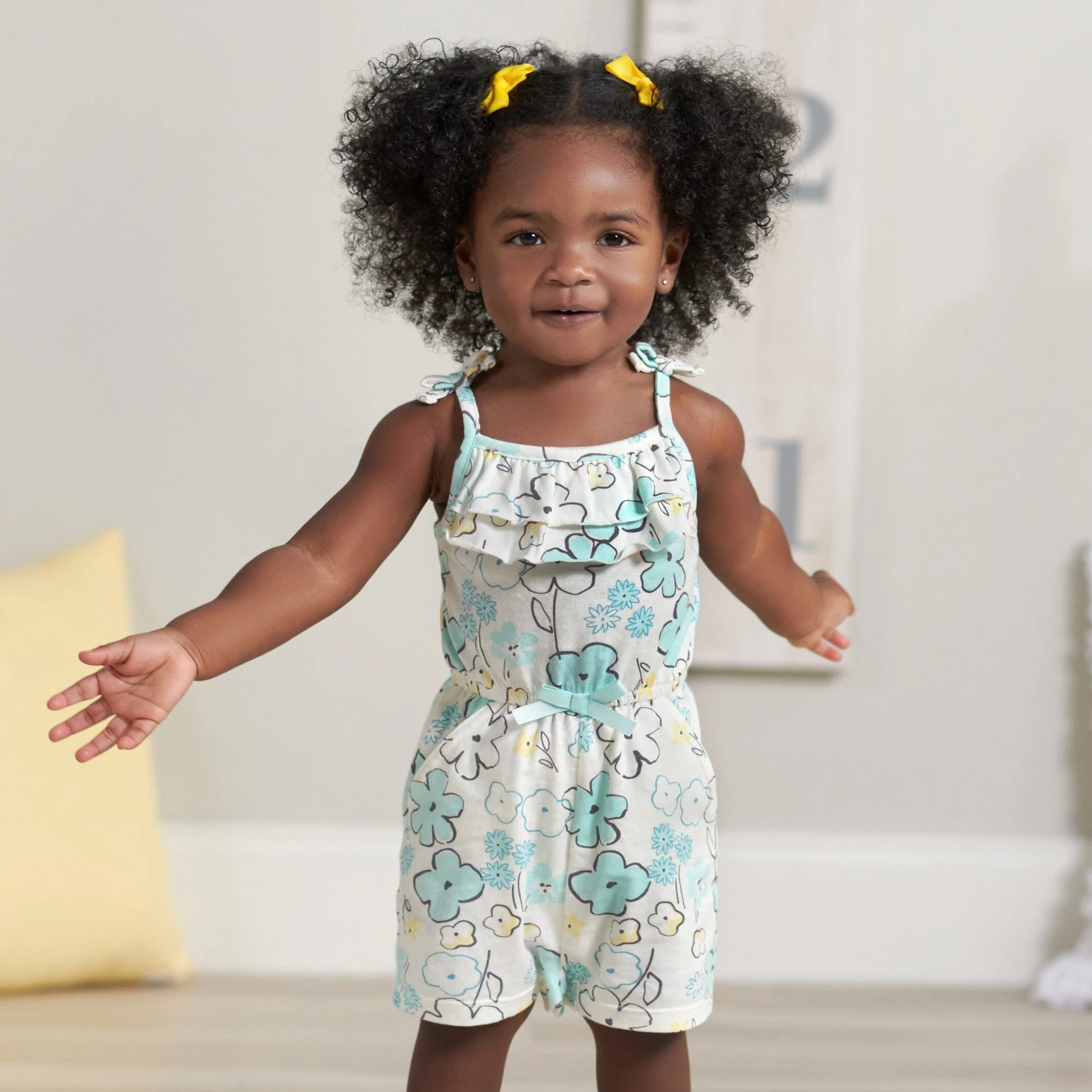 2-Pack Baby & Toddler Girls Bee Petals Tank Rompers - Image 3