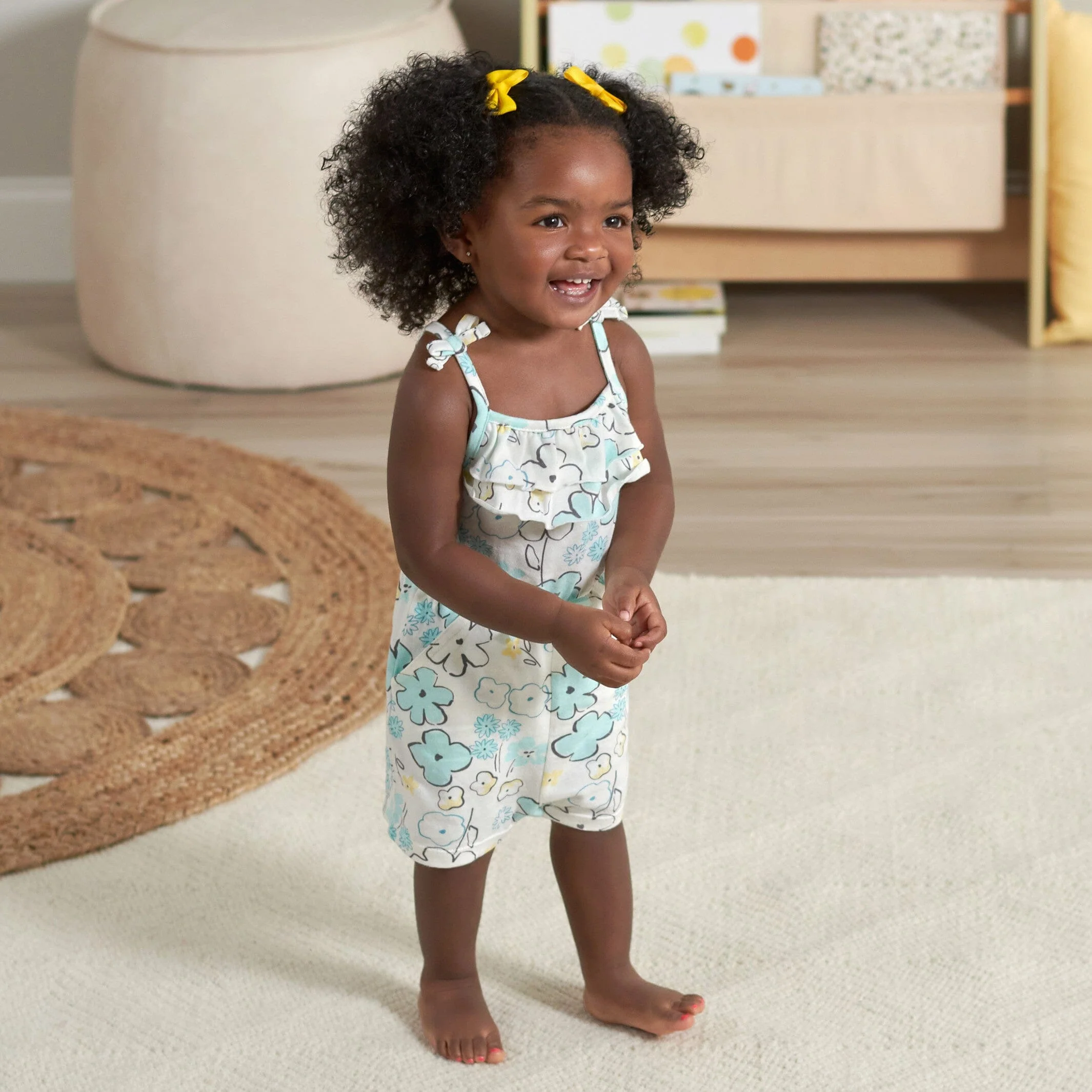 2-Pack Baby & Toddler Girls Bee Petals Tank Rompers - Image 4