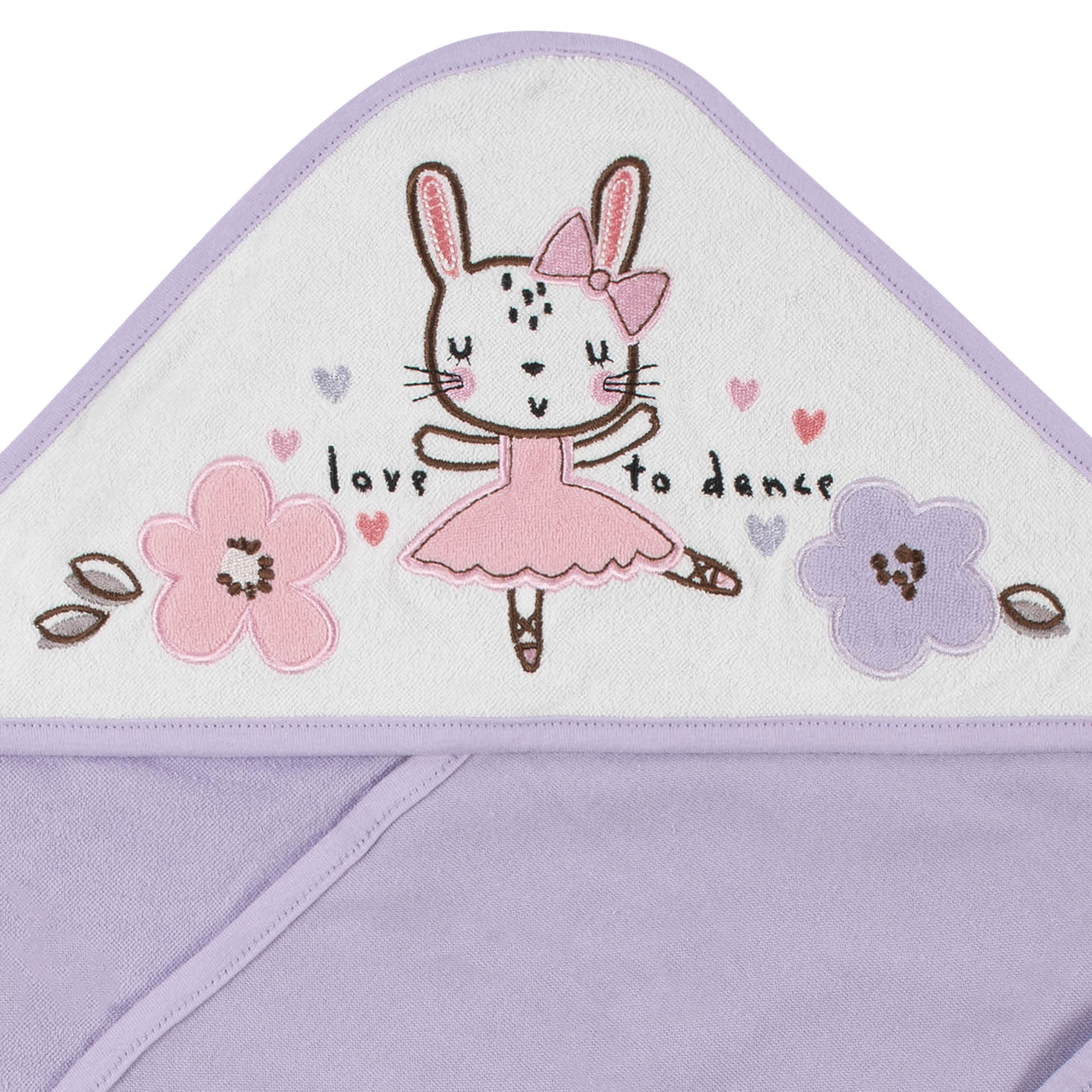 2-Pack Baby Girls Bunny Ballerina Hooded Towels - Image 3
