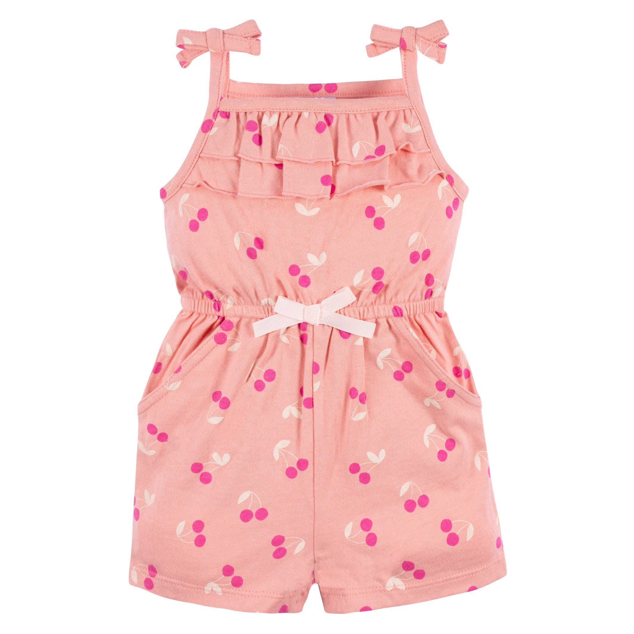 2-Pack Baby Girls Cherry Blossom Tank Rompers - Image 5
