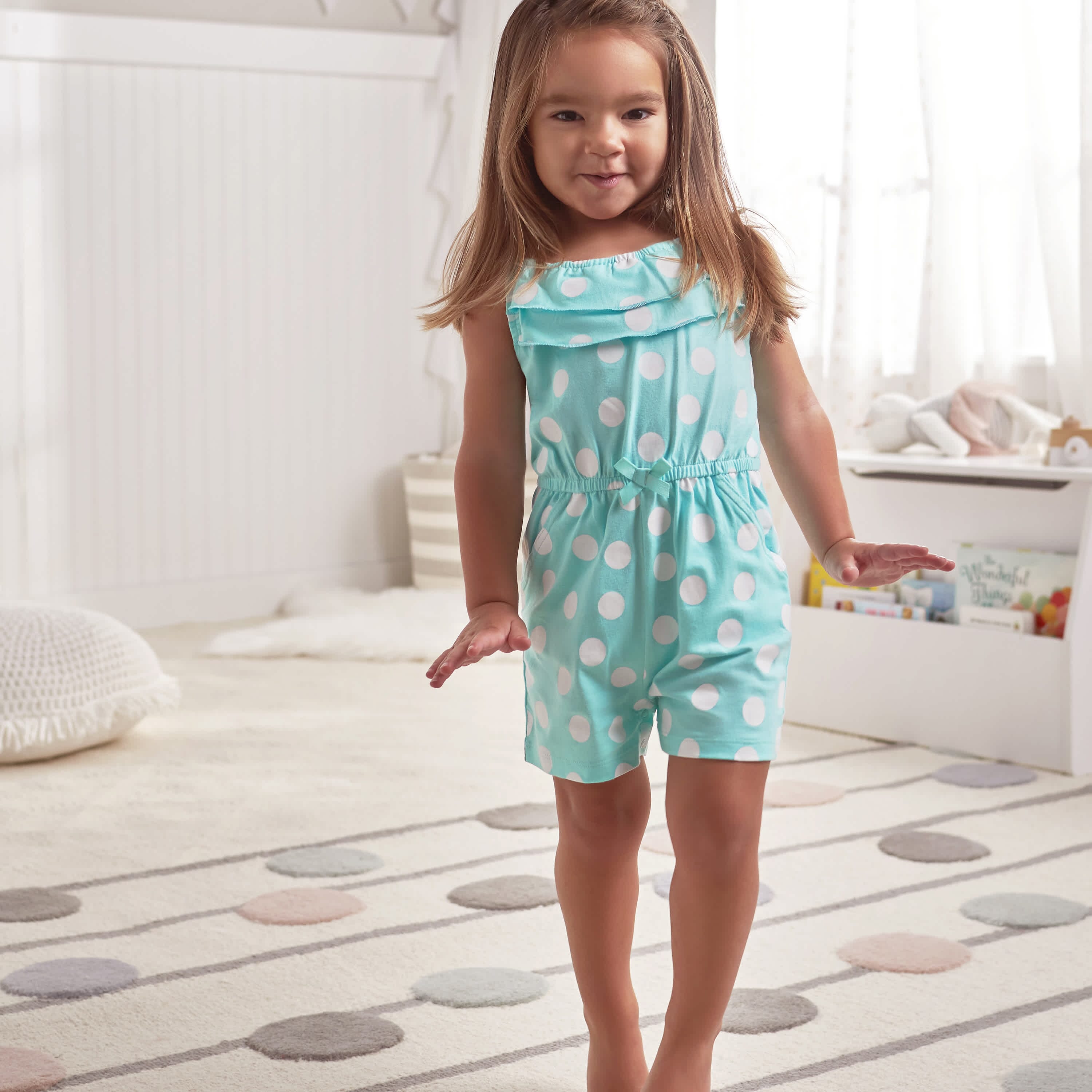 2-Pack Baby & Toddler Girls Dots Of Rainbows Tank Rompers - Image 2