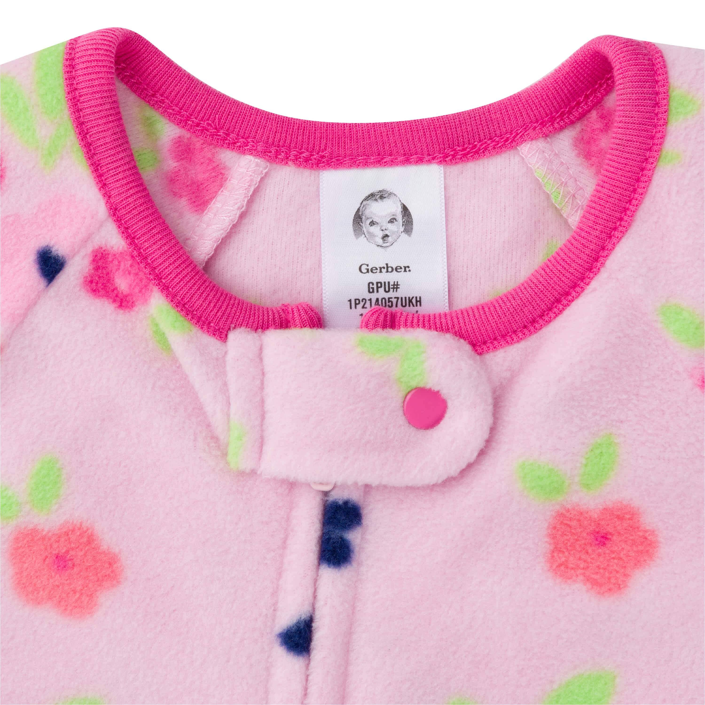 2-Pack Baby & Toddler Girls Floral Fleece Pajamas - Image 5