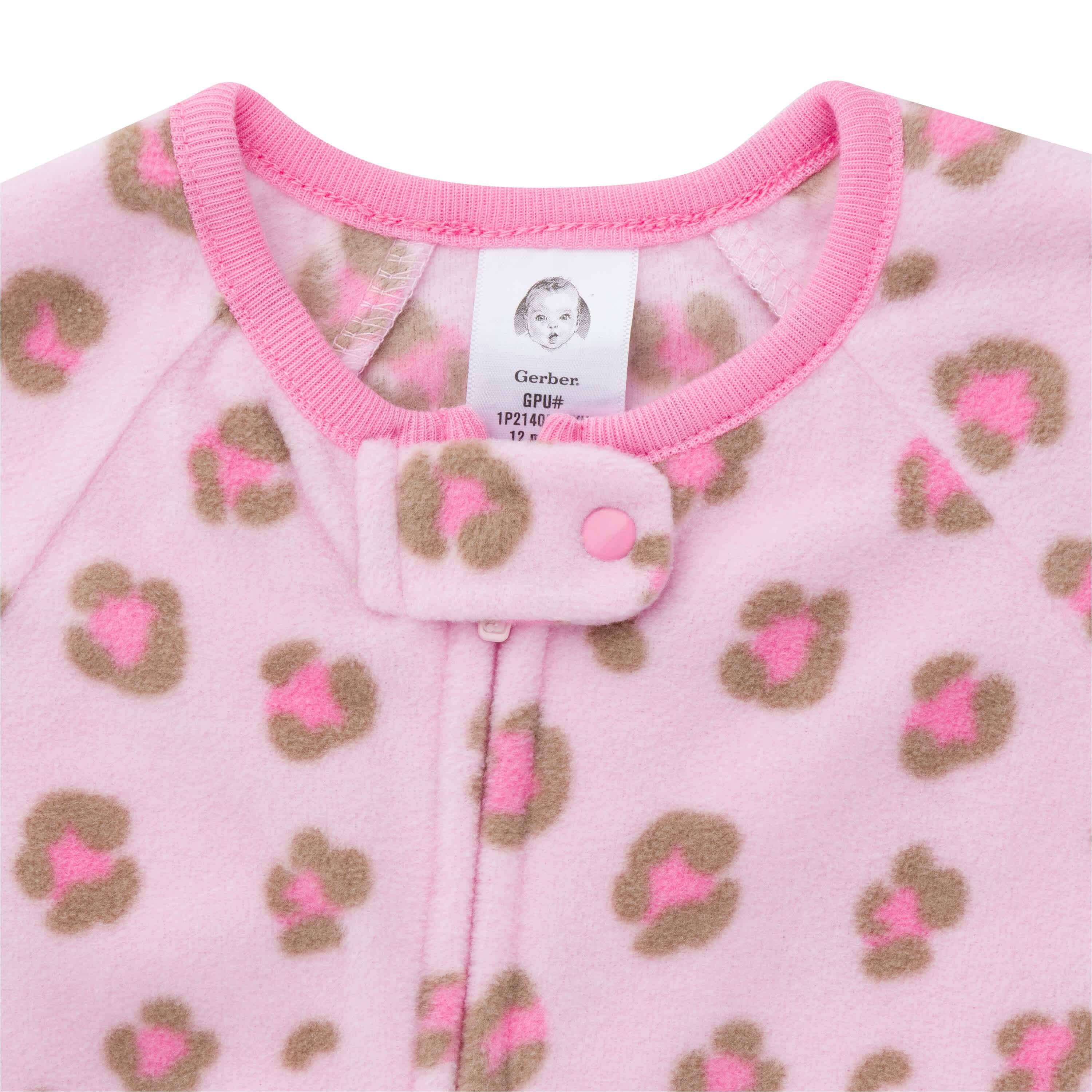2-Pack Baby & Toddler Girls Leopard Fleece Pajamas - Image 3