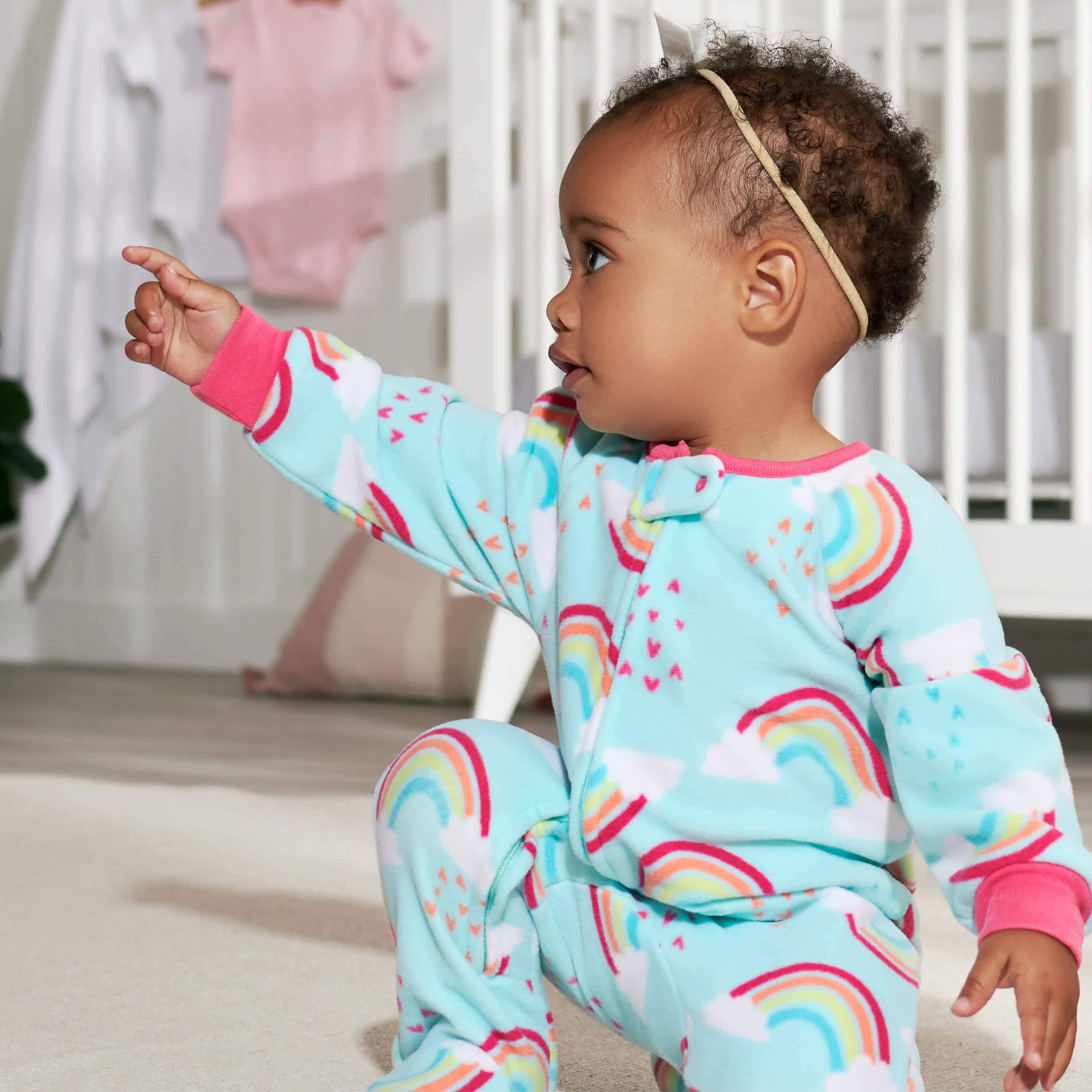 2-Pack Baby & Toddler Girls Rainbow Fleece Pajamas - Image 2