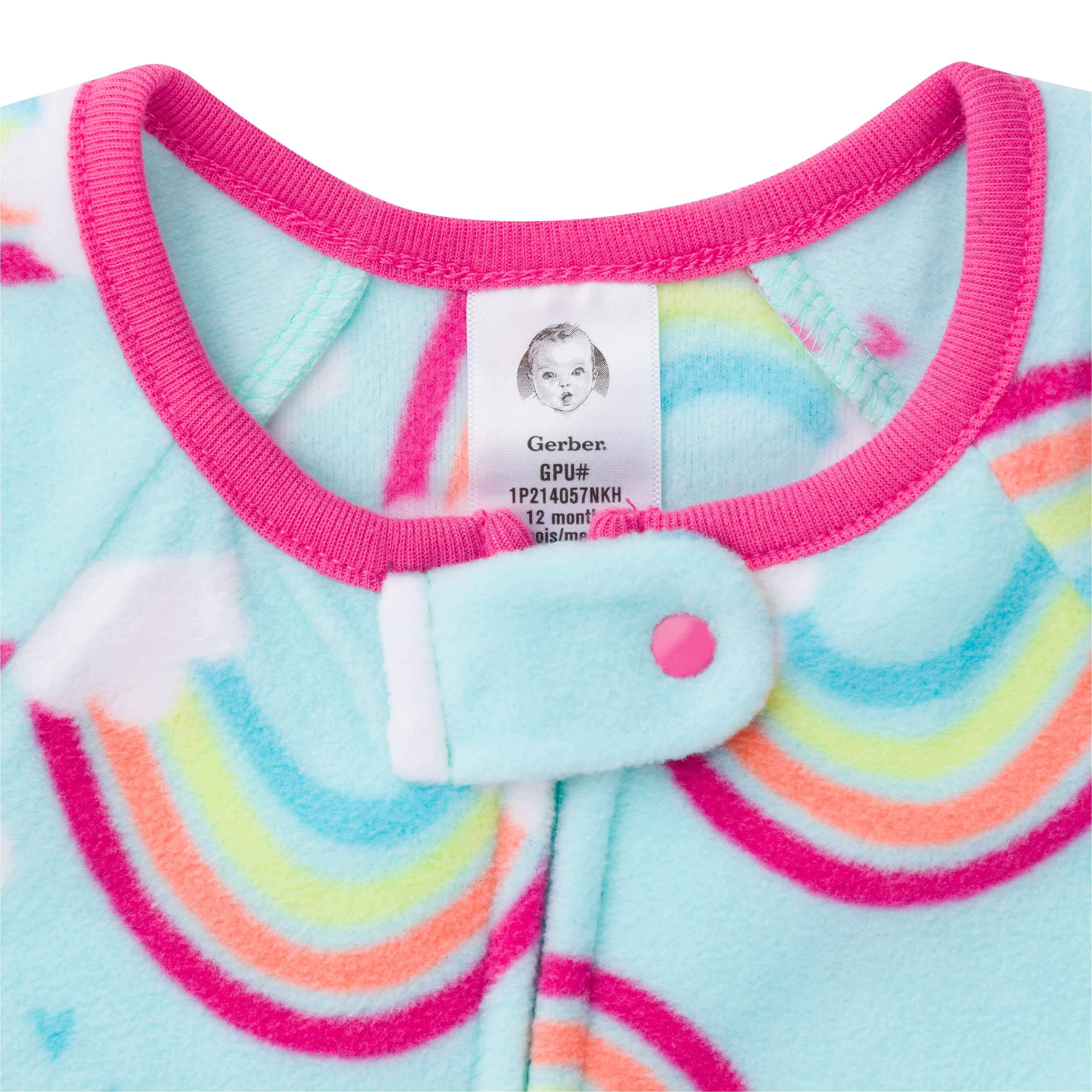 2-Pack Baby & Toddler Girls Rainbow Fleece Pajamas - Image 5