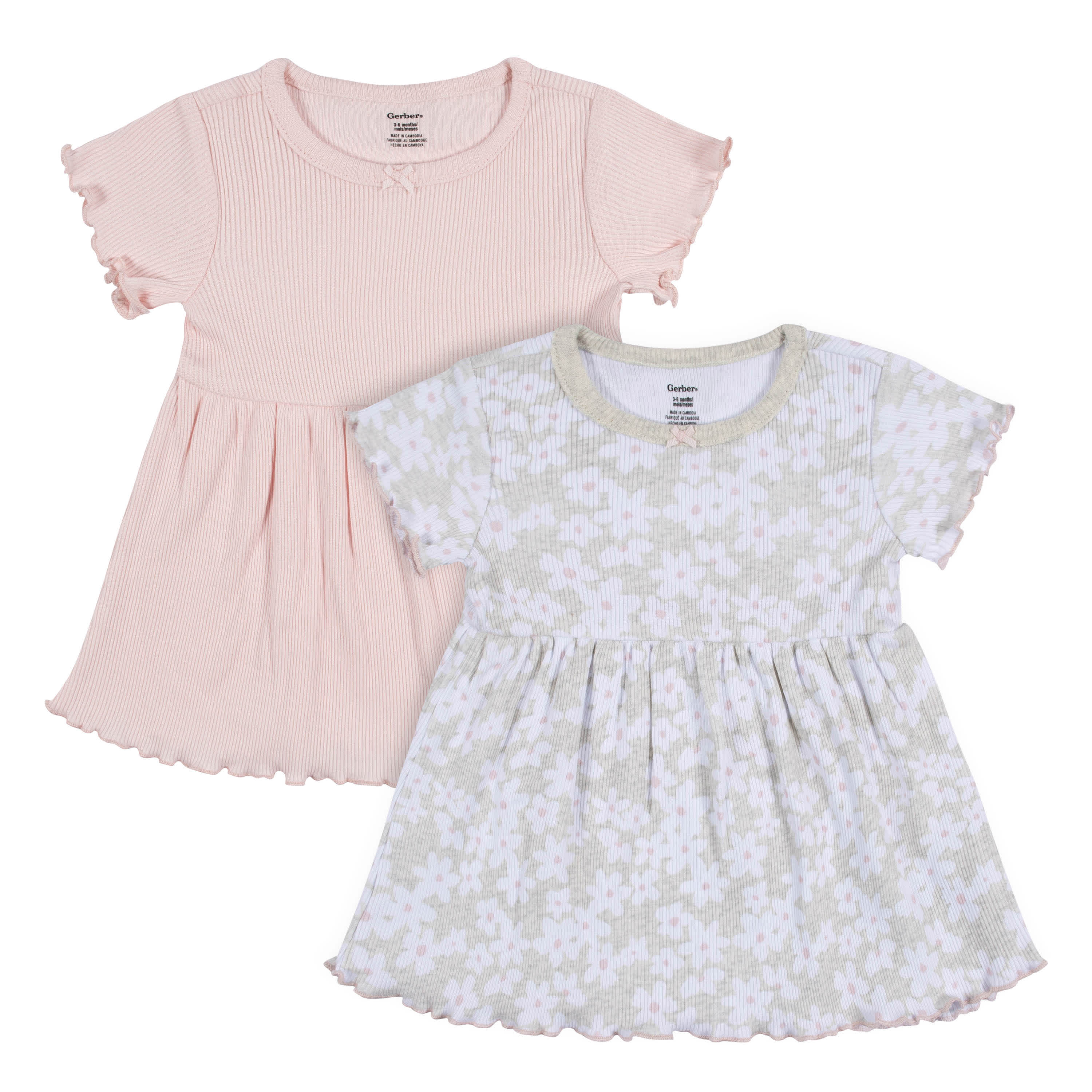 2-Pack Toddler Girls Sweet Florals Short Sleeve Cotton Dresses