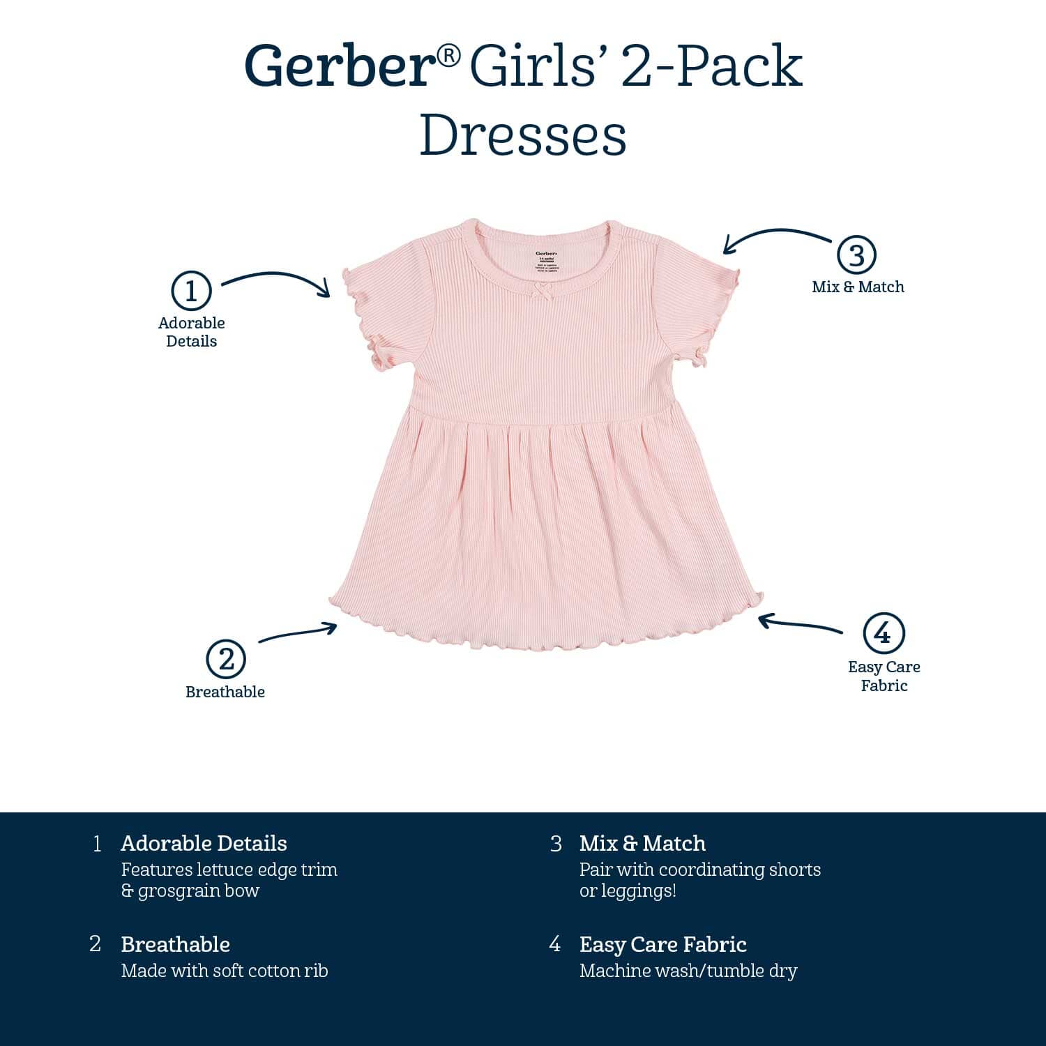 2-Pack Toddler Girls Sweet Florals Short Sleeve Cotton Dresses - Image 9